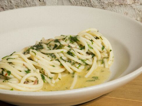 The pastas are made in-house, with the exception of the Martelli brand spaghetti, served with anchovies.