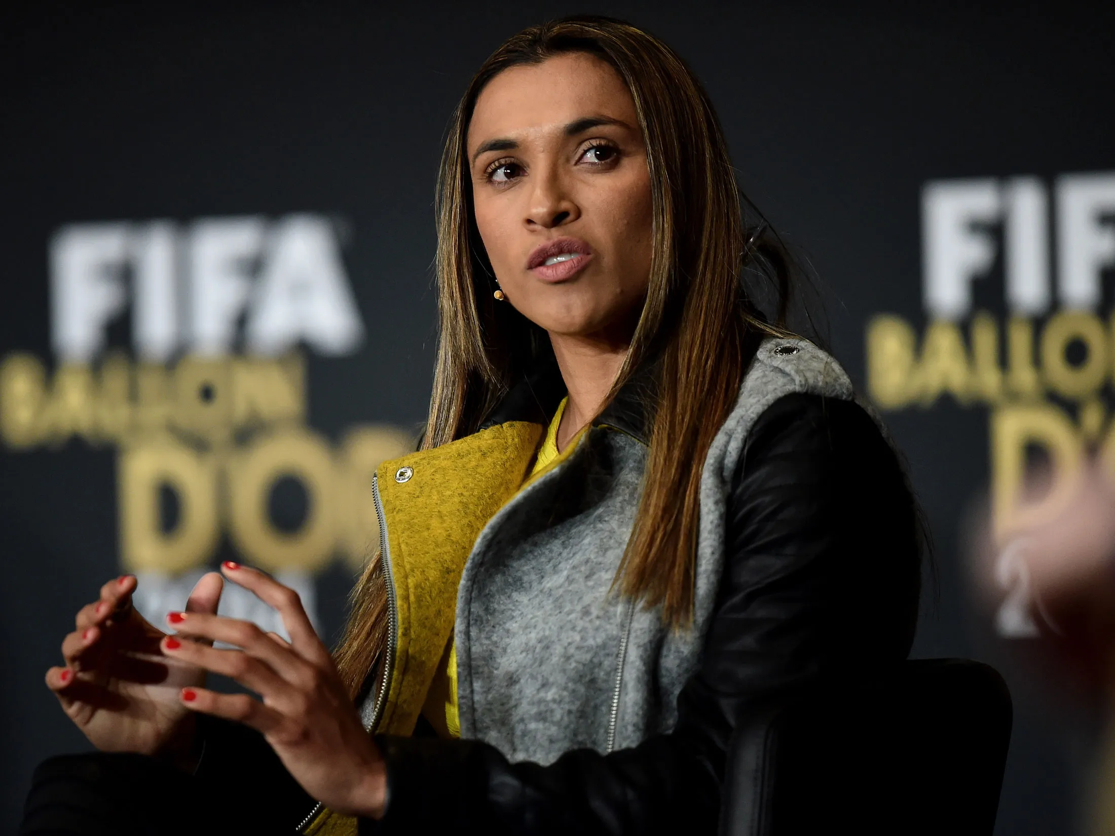According to record five-time FIFA Female Player of the Year Marta, pictured, there’s no reason why a woman shouldn’t take the post for the first time since soccer’s governing body was established in 1904.
