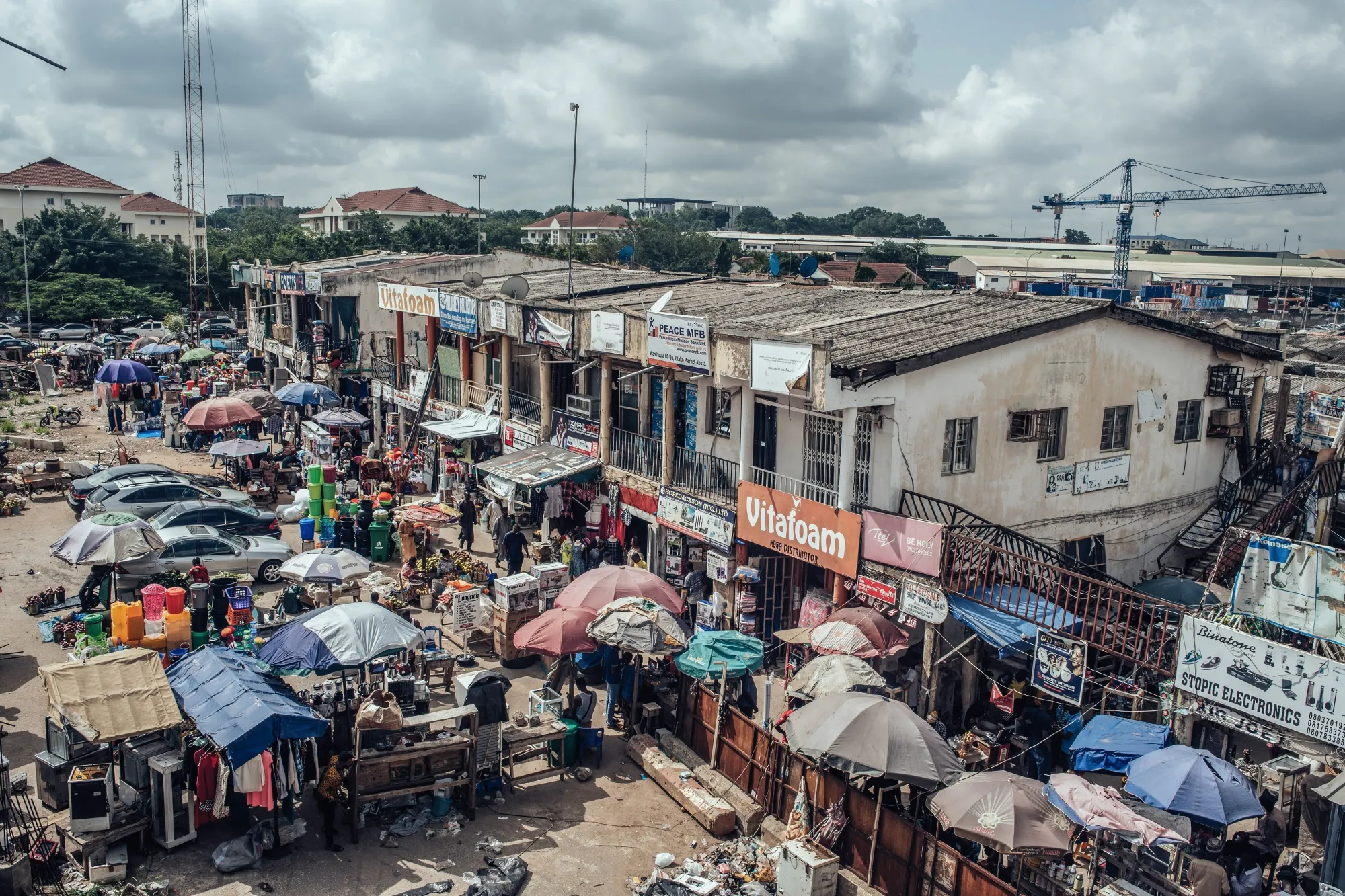 An outdoor market in Abuja, Nigeria.