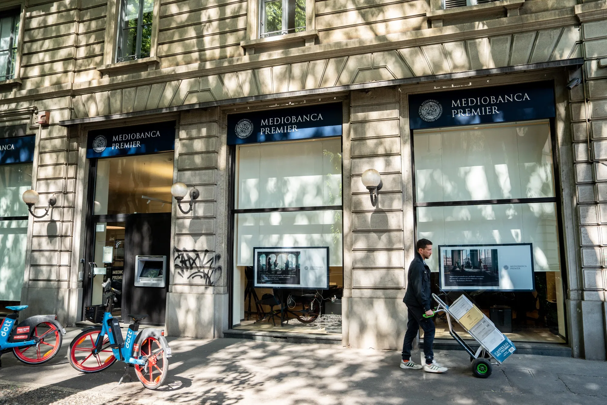 A Mediobanca SpA bank branch in Milan.