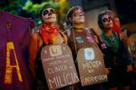 Protesters remember those who died undergoing illegal abortions in Brazil.
