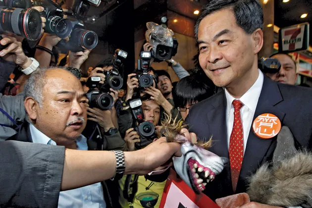 Candidate Leung Chun-ying is in front by 30 points in public opinion polls
