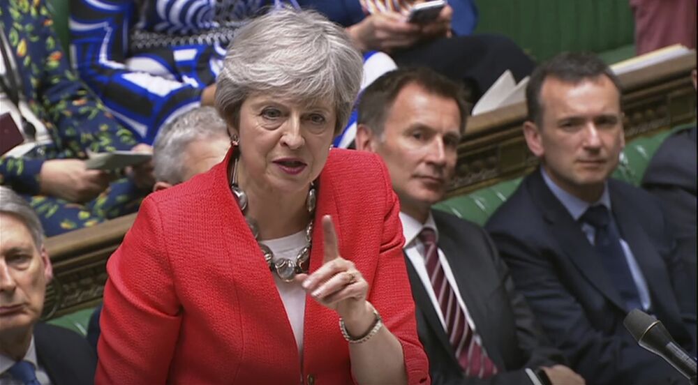 Theresa May speaks in the House of Commons.