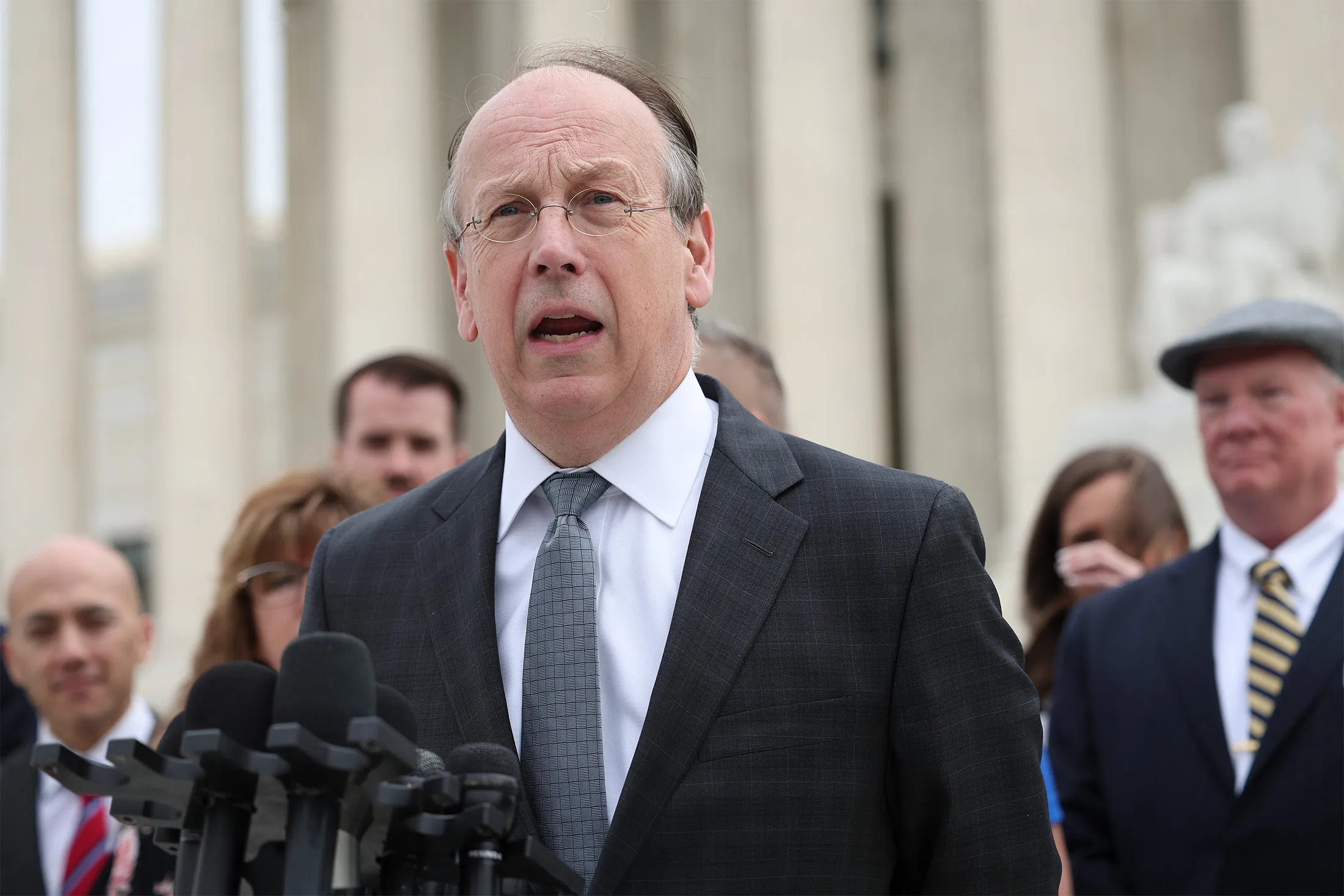 Paul Clement address the media outside the US Supreme Court in 2022. By tapping&nbsp;Clement, WilmerHale is bringing in a&nbsp;seasoned litigator&nbsp;whose conservative credentials are undeniable.