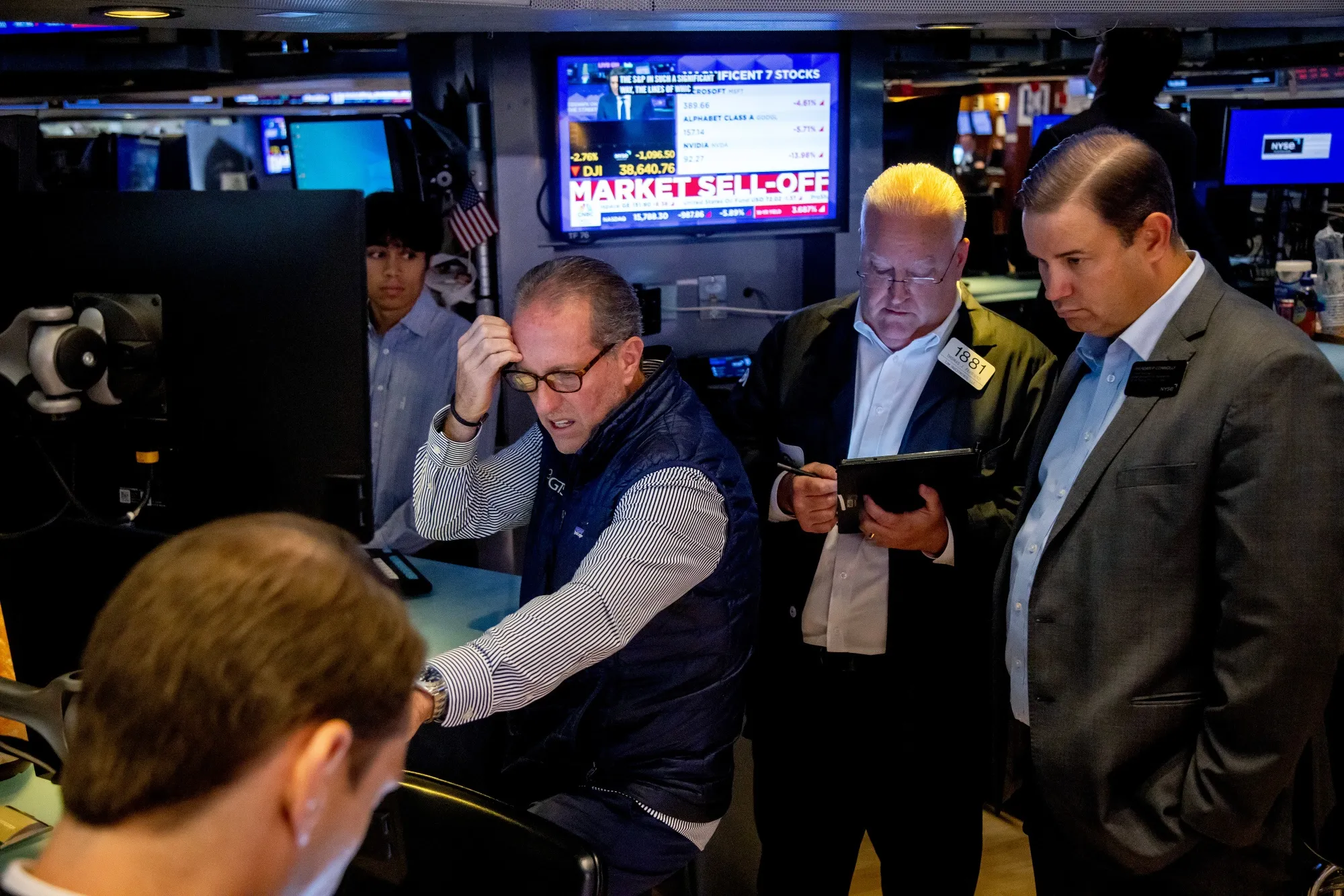 Traders at the New York Stock Exchange on Monday morning.