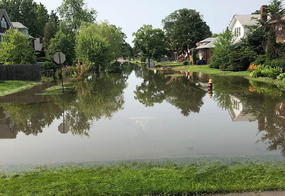 In July, Detroit River and canal water pouring over and through seawalls flooded streets, homes, and basements on Detroit's east side. The U.S. Army Corps of Engineers said three months of abnormally wet weather kept stream flows into the Great Lakes well above average.