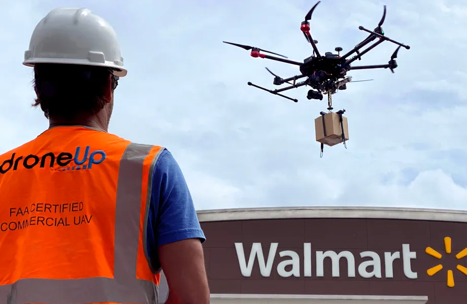 Walmart and DroneUp’s delivery drone.
