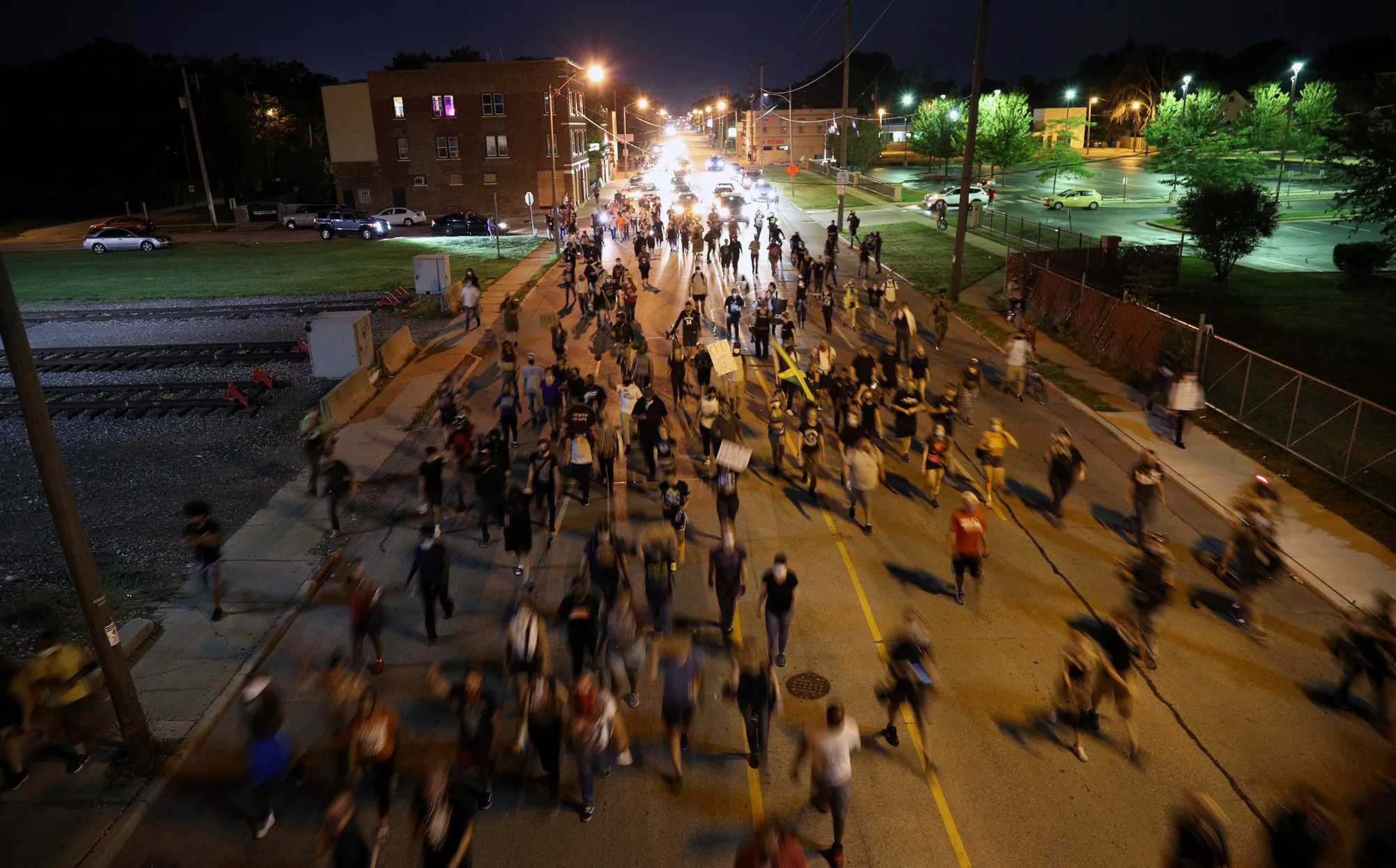 Protesters take to the streets in Kenosha, Wisconsin, on Aug. 26.