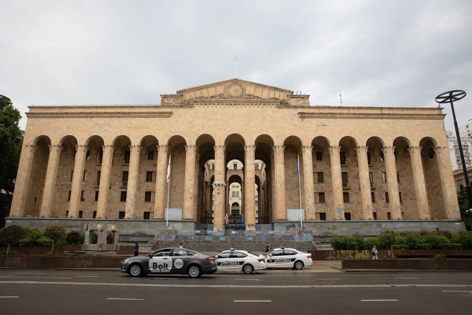 The Georgian parliament building in Tbilisi, Georgia.