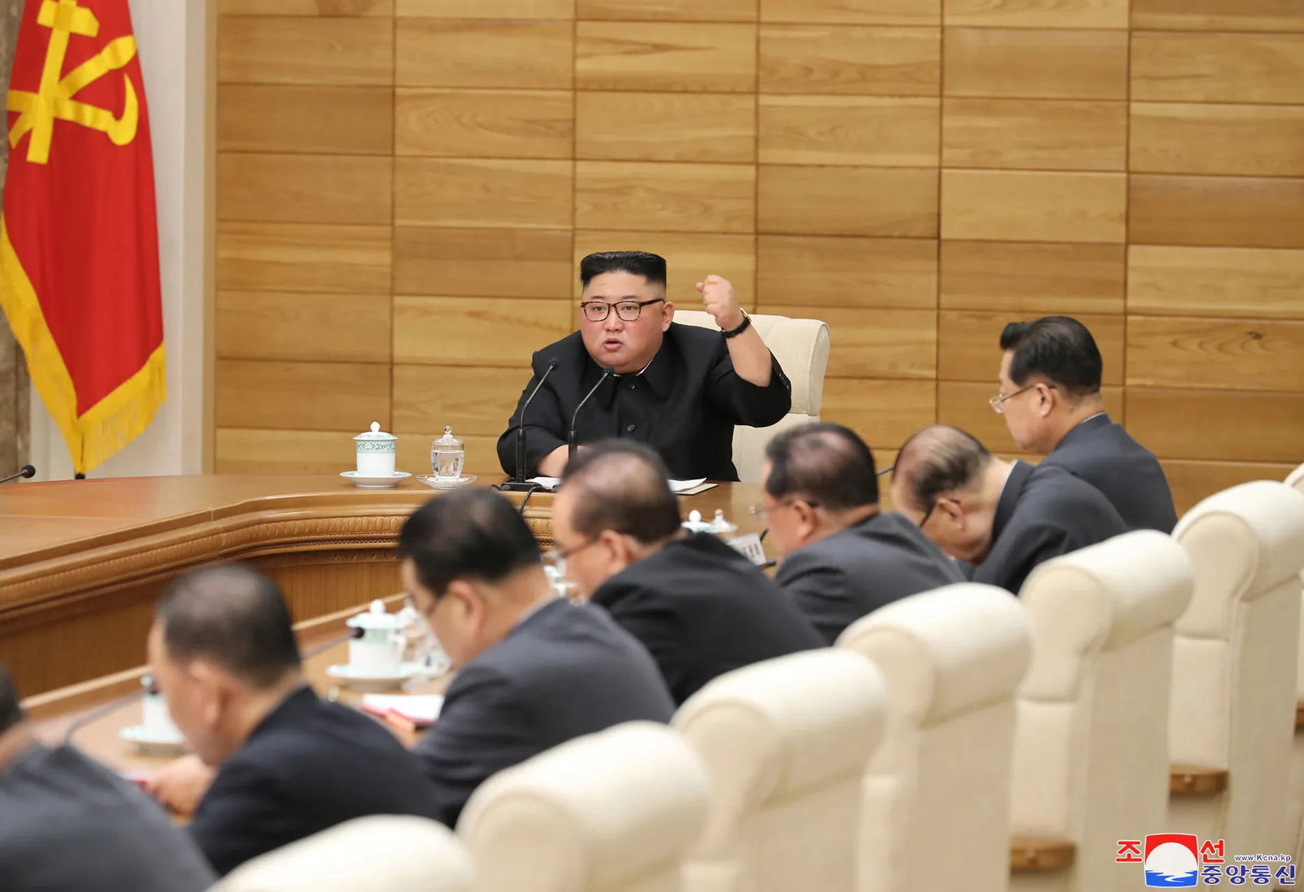 Kim Jong Un at the Political Bureau of the Central Committee of the ruling Workers Party of Korea in Pyongyang.