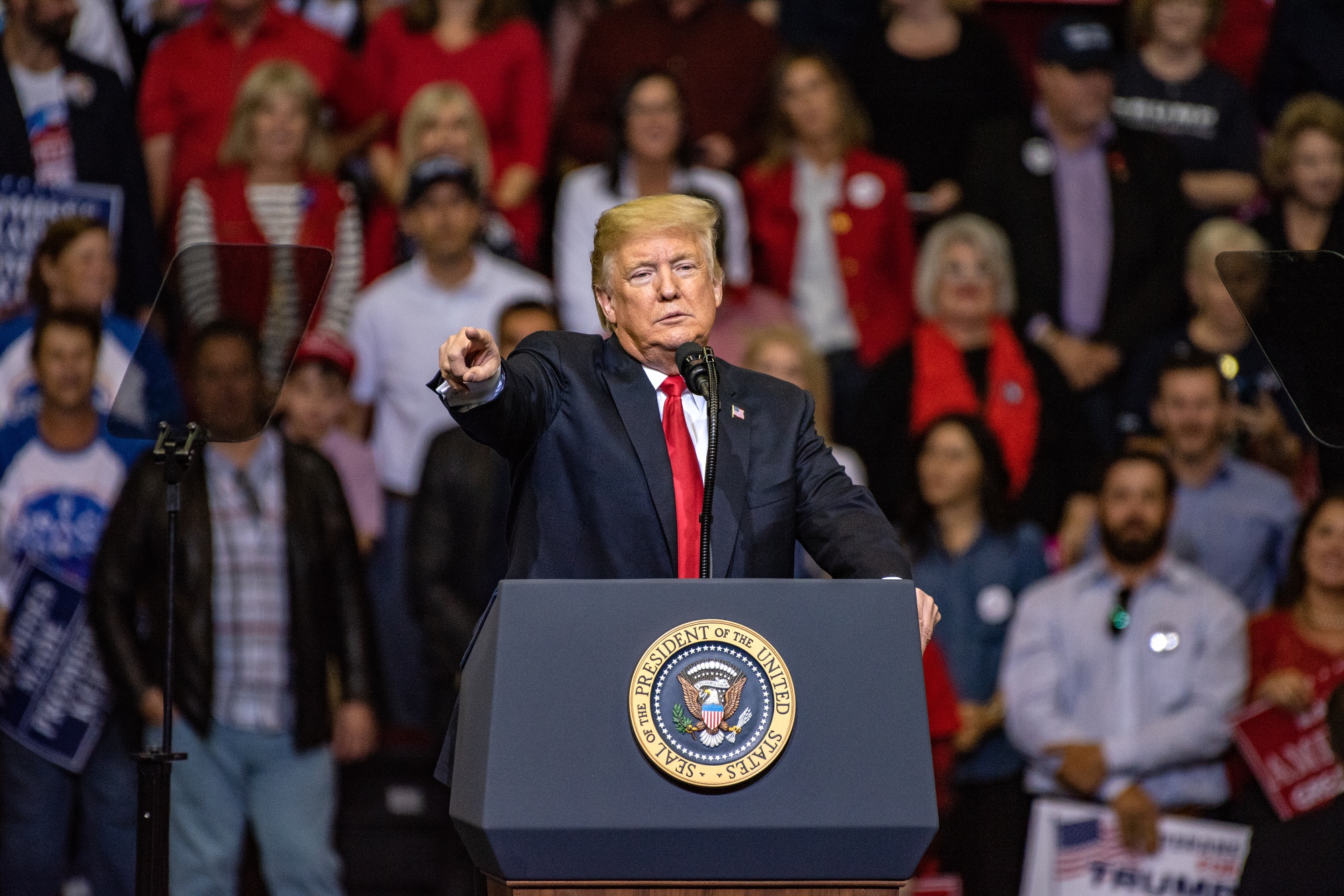 President Donald Trump at a campaign rally in Houston, Texas.