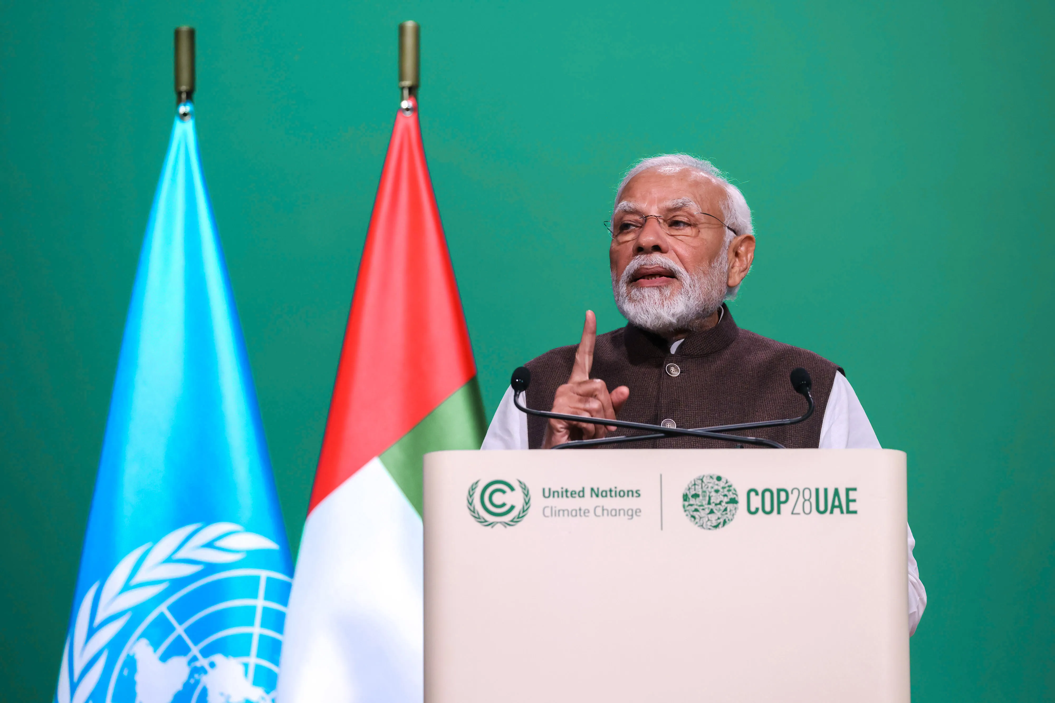 Narendra Modi at Expo City in Dubai, United Arab Emirates, on&nbsp;Dec. 1.&nbsp;
