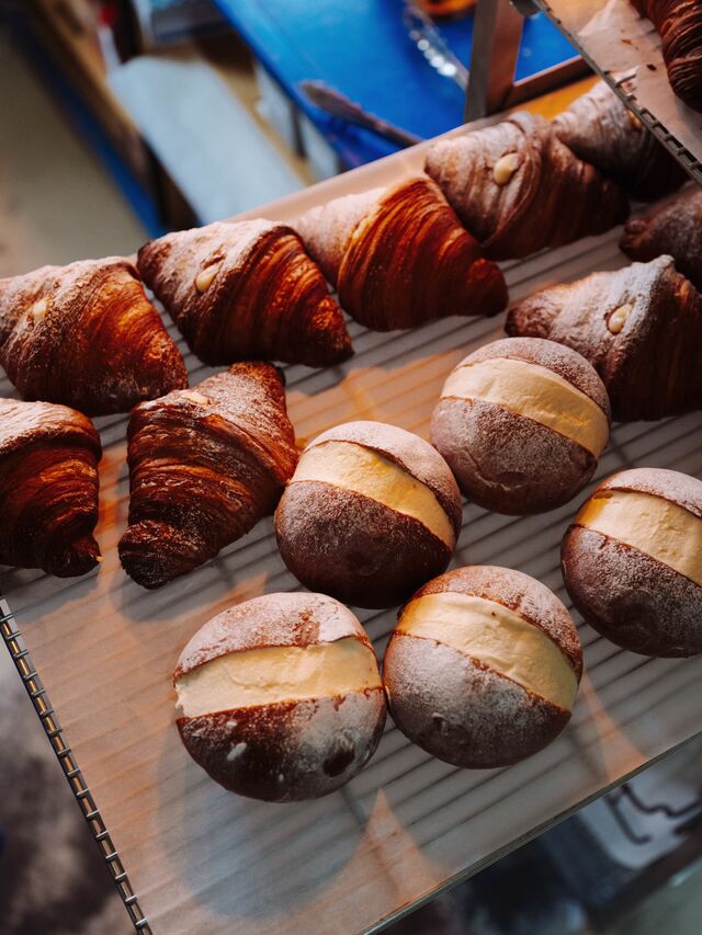 Almond coffee croissant and pasteries at Companio, in Ancoats.