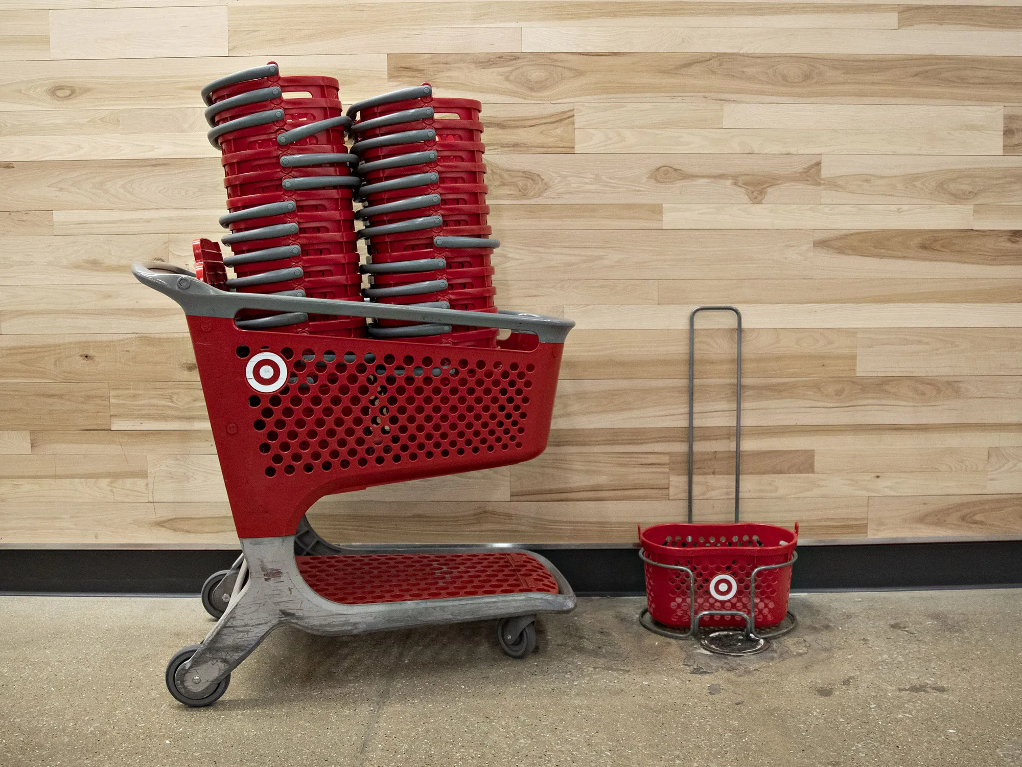 Baskets sit in a shopping cart at a Target Corp. store in Chicago, Illinois, U.S.