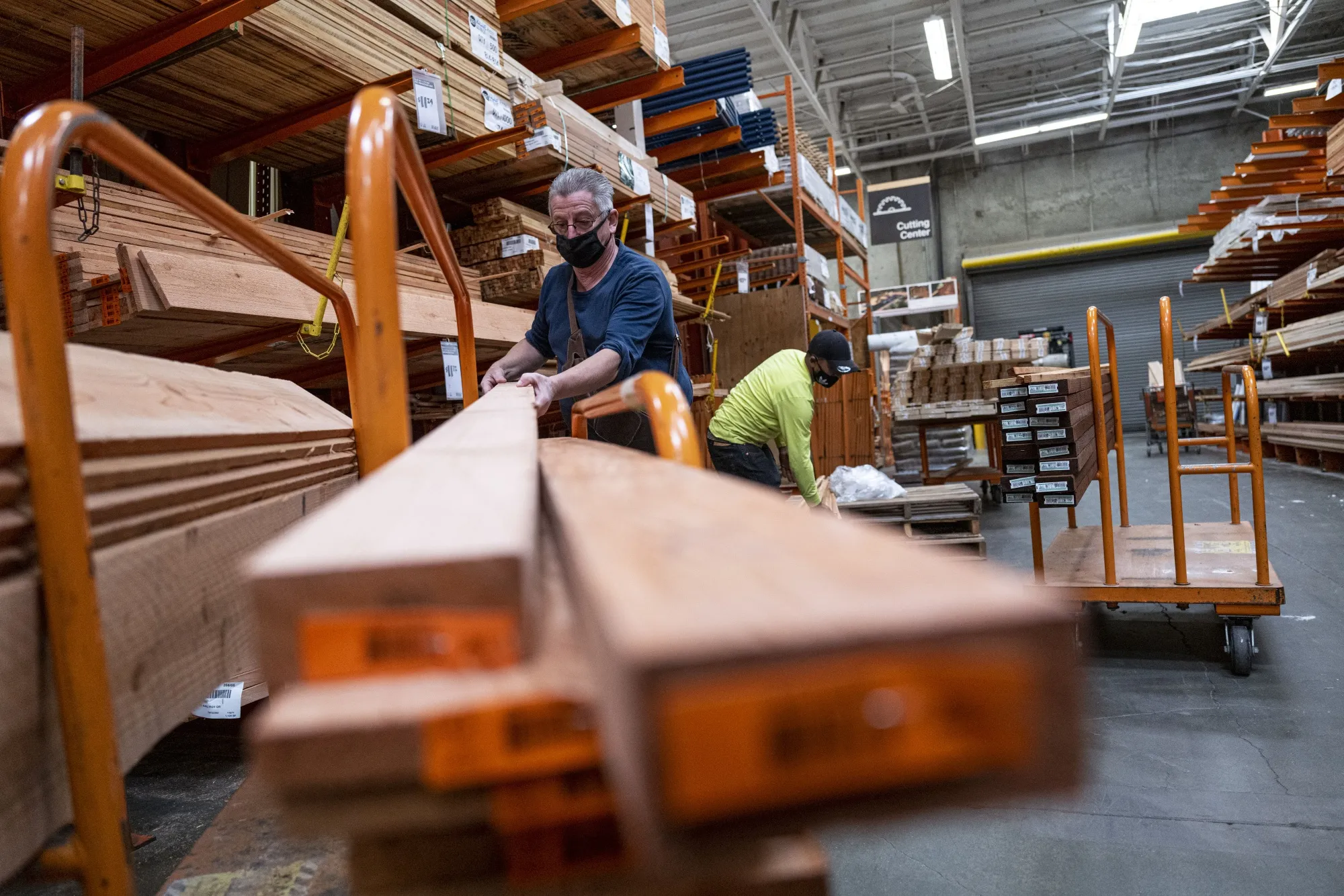 Lumber at a Home Depot store
