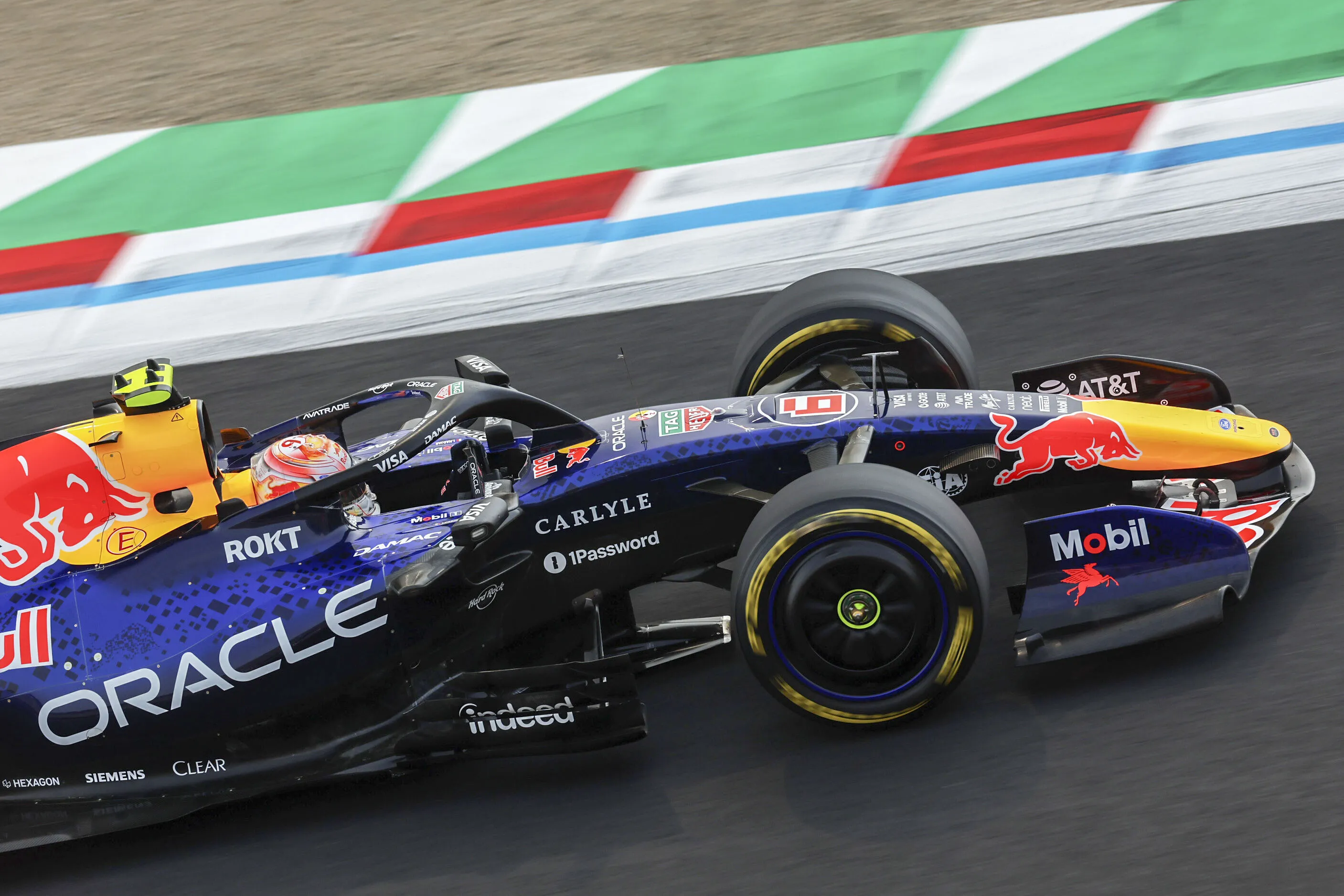 Isack Hadjar driving the Oracle Red Bull Racing car.
