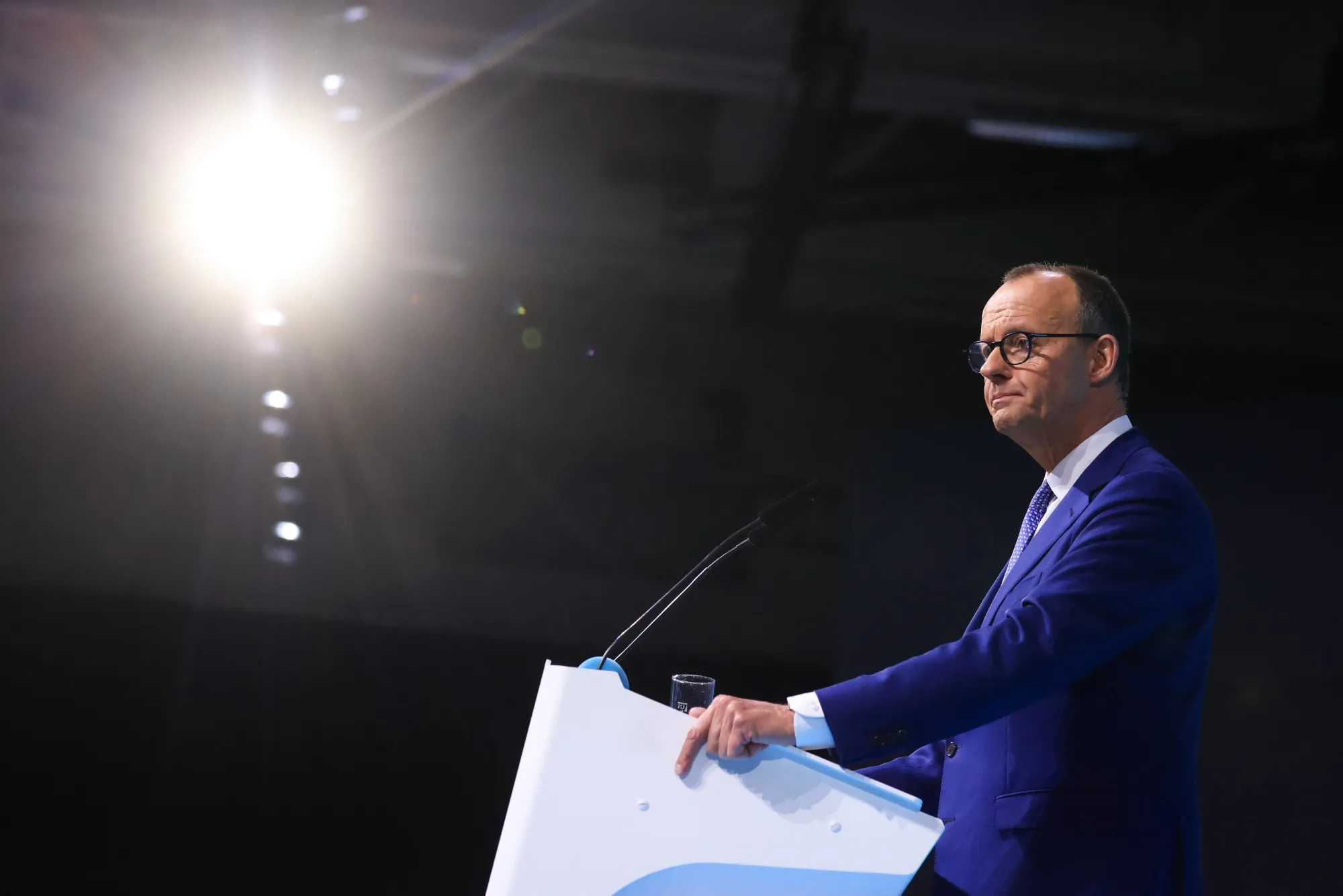 Friedrich Merz speaks at the Christian Democratic Union convention in Berlin, Germany, on Feb. 3.