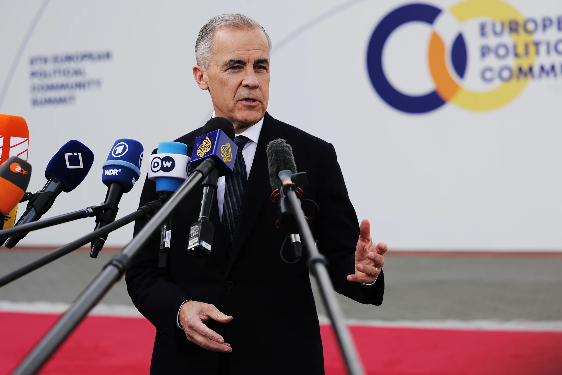 Canada’s Prime Minister Mark Carney arrives at the European Political Community meeting in Yerevan, Armenia, on May 4.