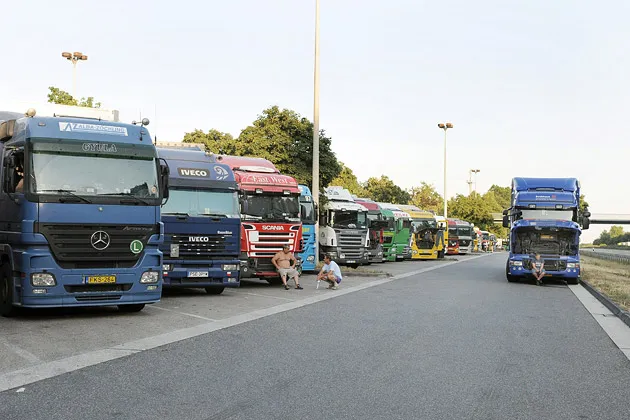A truck service area in Siegburg, Germany, in 2010