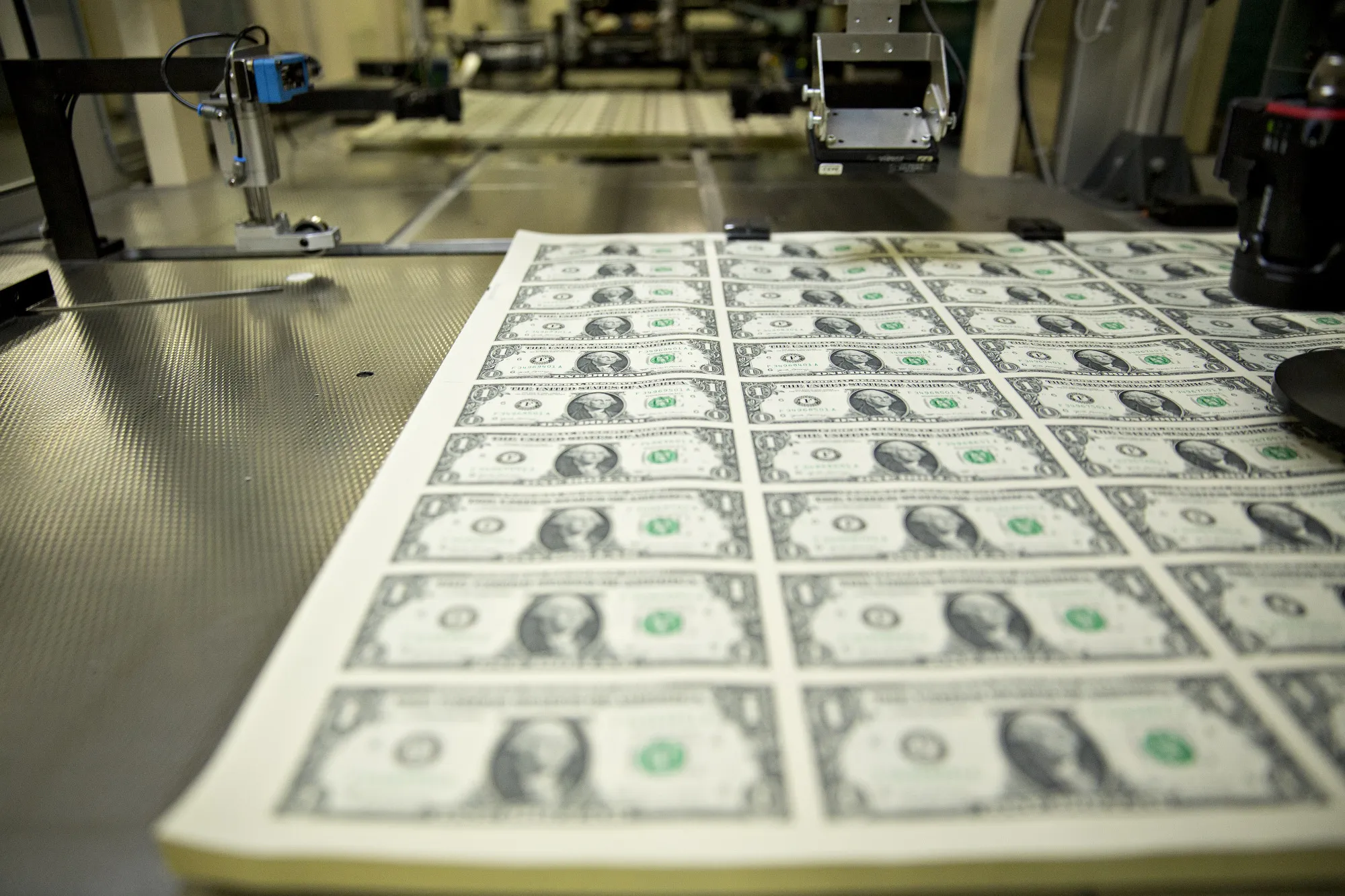 Treasury Secretary Mnuchin Views Production Of Currency Bearing His Signature