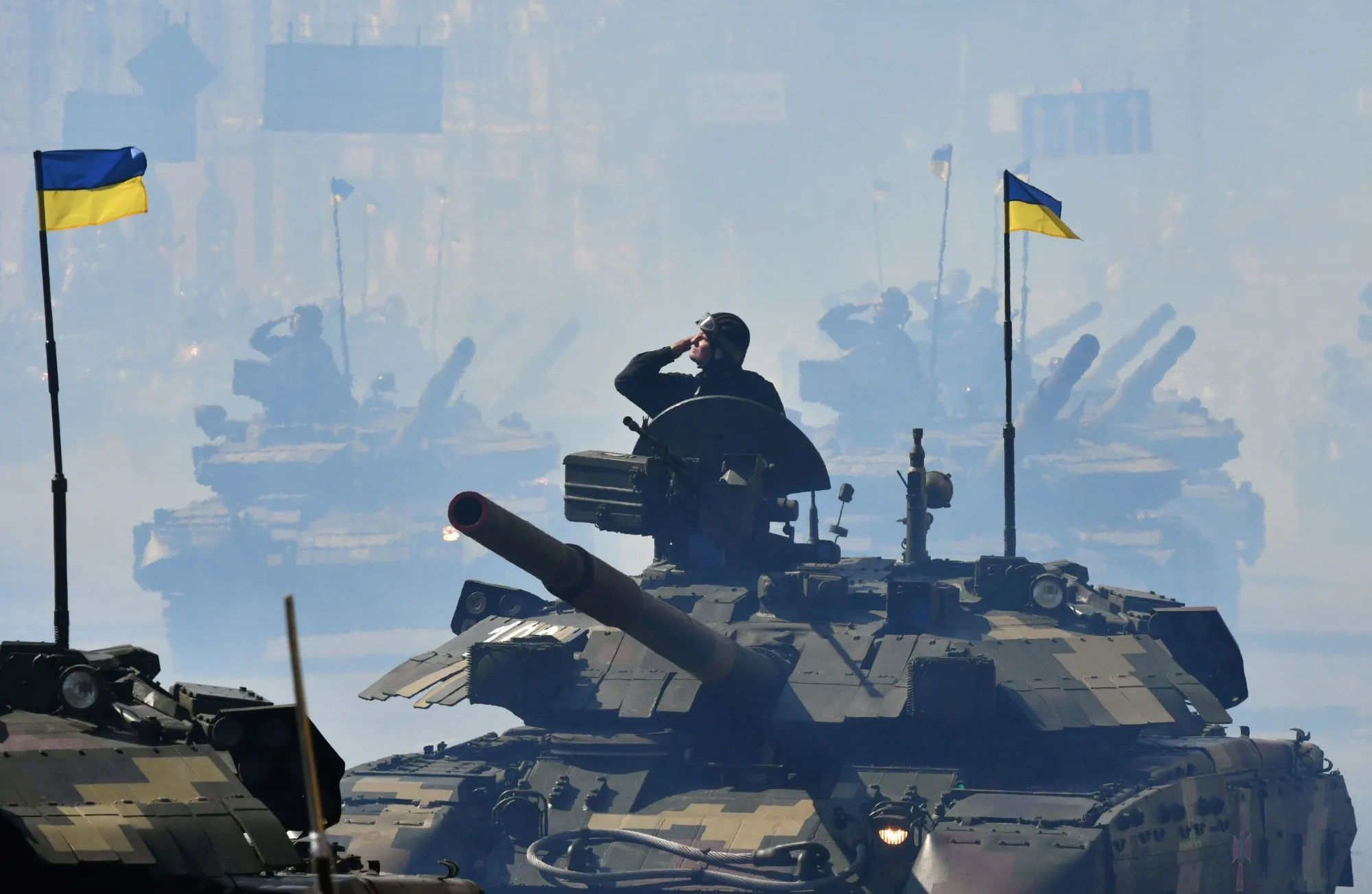 Ukrainian tanks in Kyiv&nbsp;during a military parade on August 24, 2018, to celebrate the Independence Day, 27 years since Ukraine gained independence from the Soviet Union.&nbsp;
