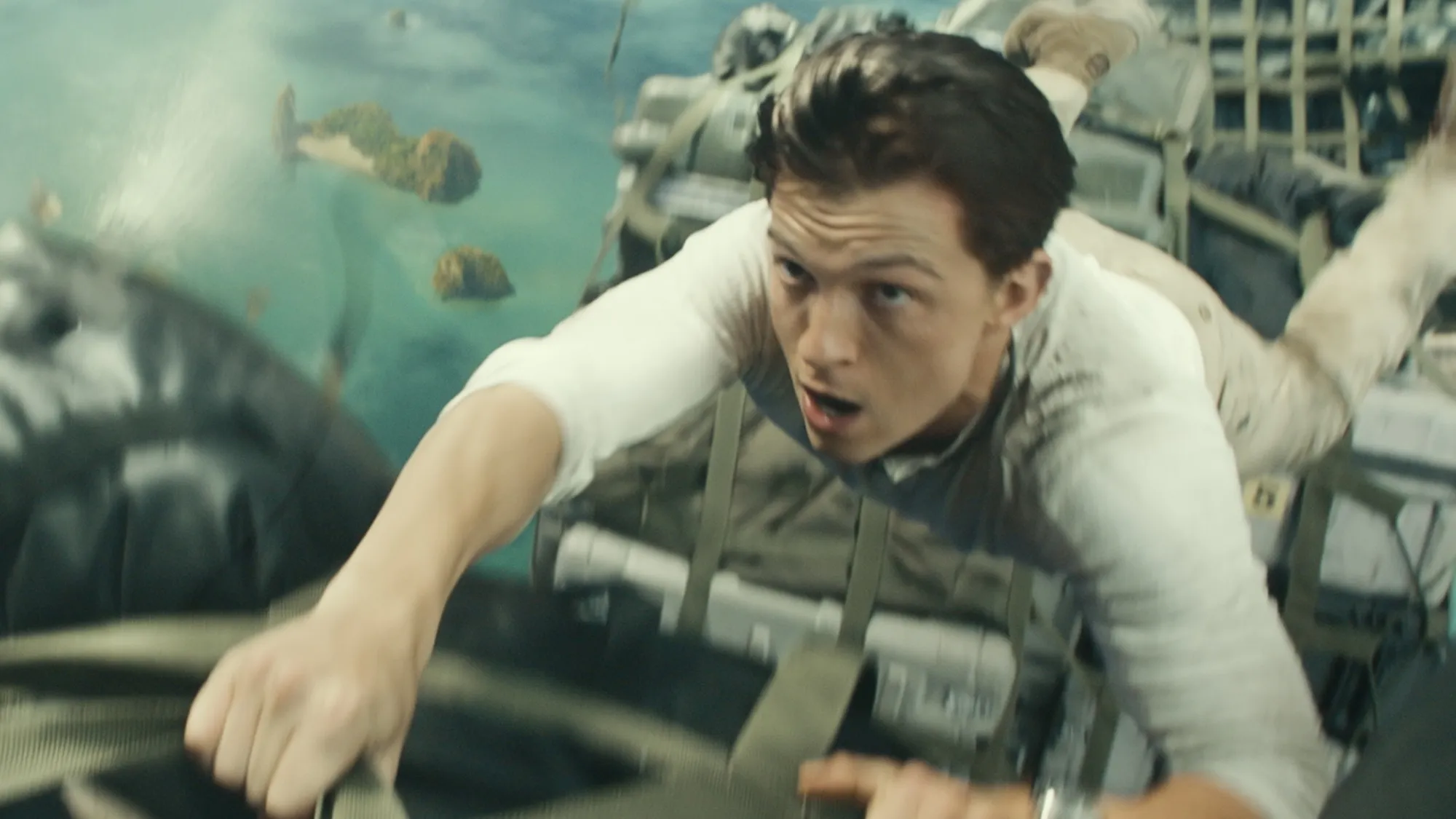 Tom Holland appears in a scene from "Unchartered." (Clay Enos/Columbia Pictures-Sony Pictures via AP)