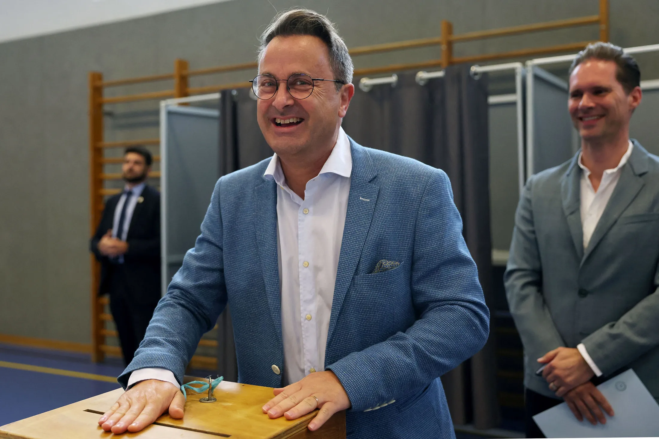 Xavier Bettel casts a ballot at a polling station during the legislative elections in Luxembourg on Oct. 8.