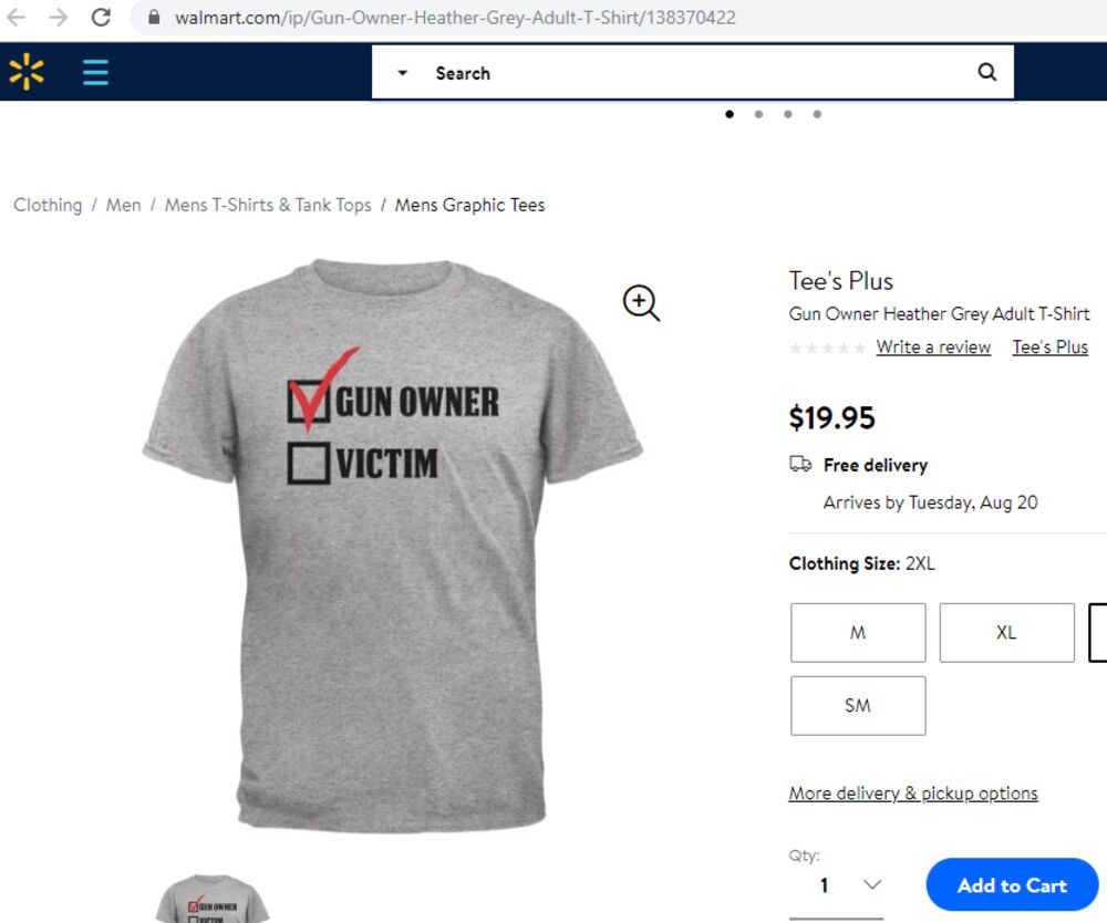 ウォルマート批判再燃、サイトで銃支持Ｔシャツをベンダーが販売