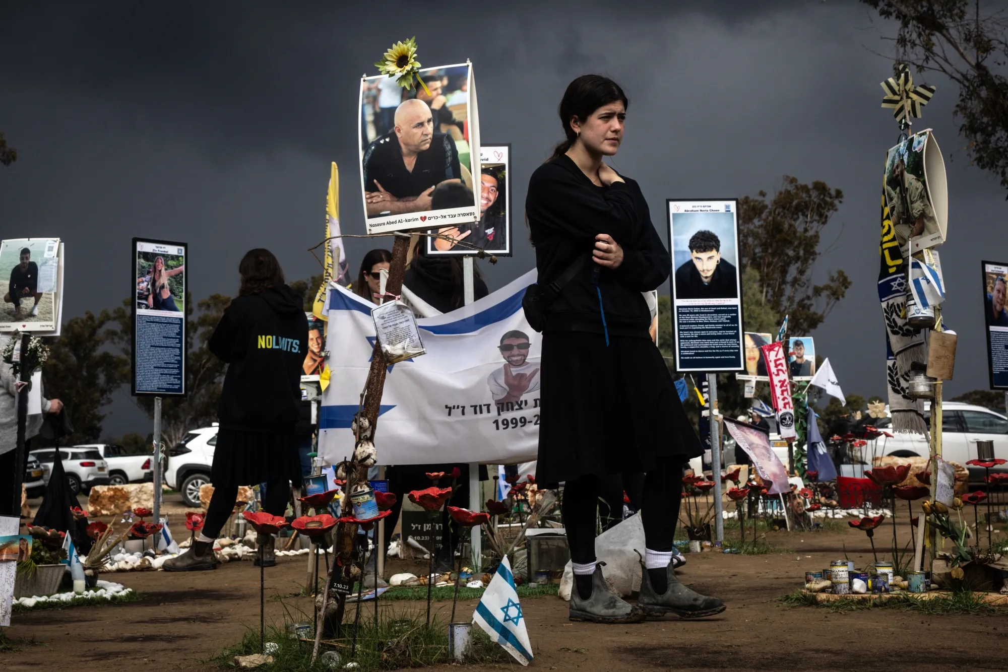 People visit the Nova festival memorial site on January 23, 2025 in Reim, Israel.