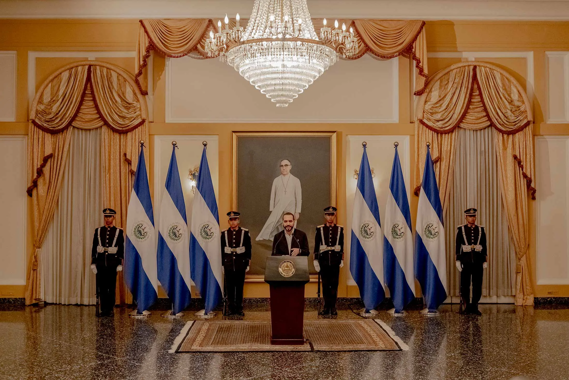 Bukele at a Feb. 28 press conference at the Presidential House.
