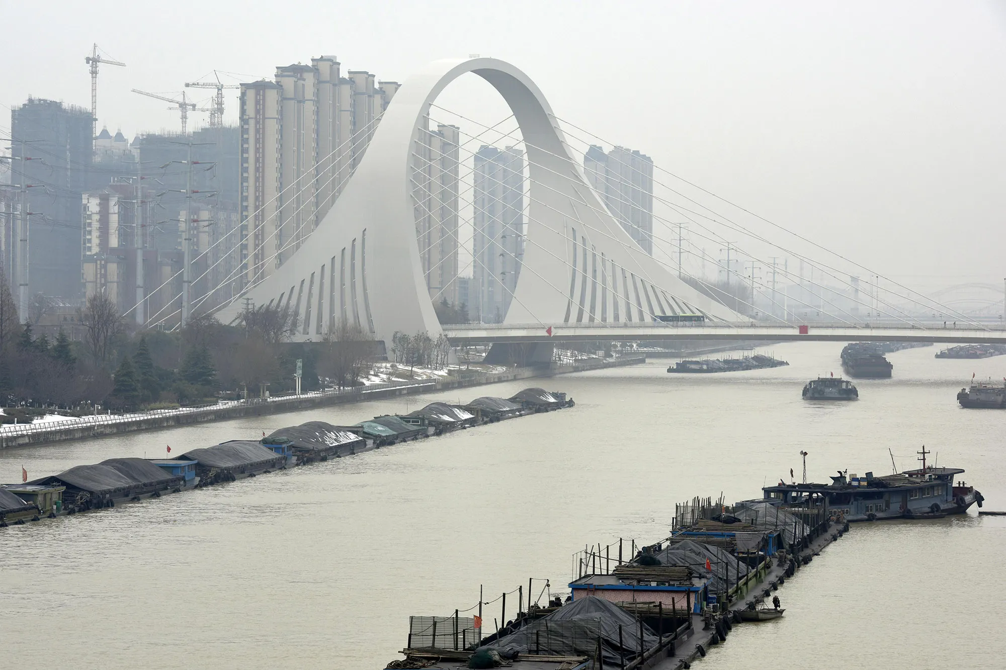 A coal fleet along the Beijing-Hangzhou Grand Canal in Huai 'an, Jiangsu Province, China.