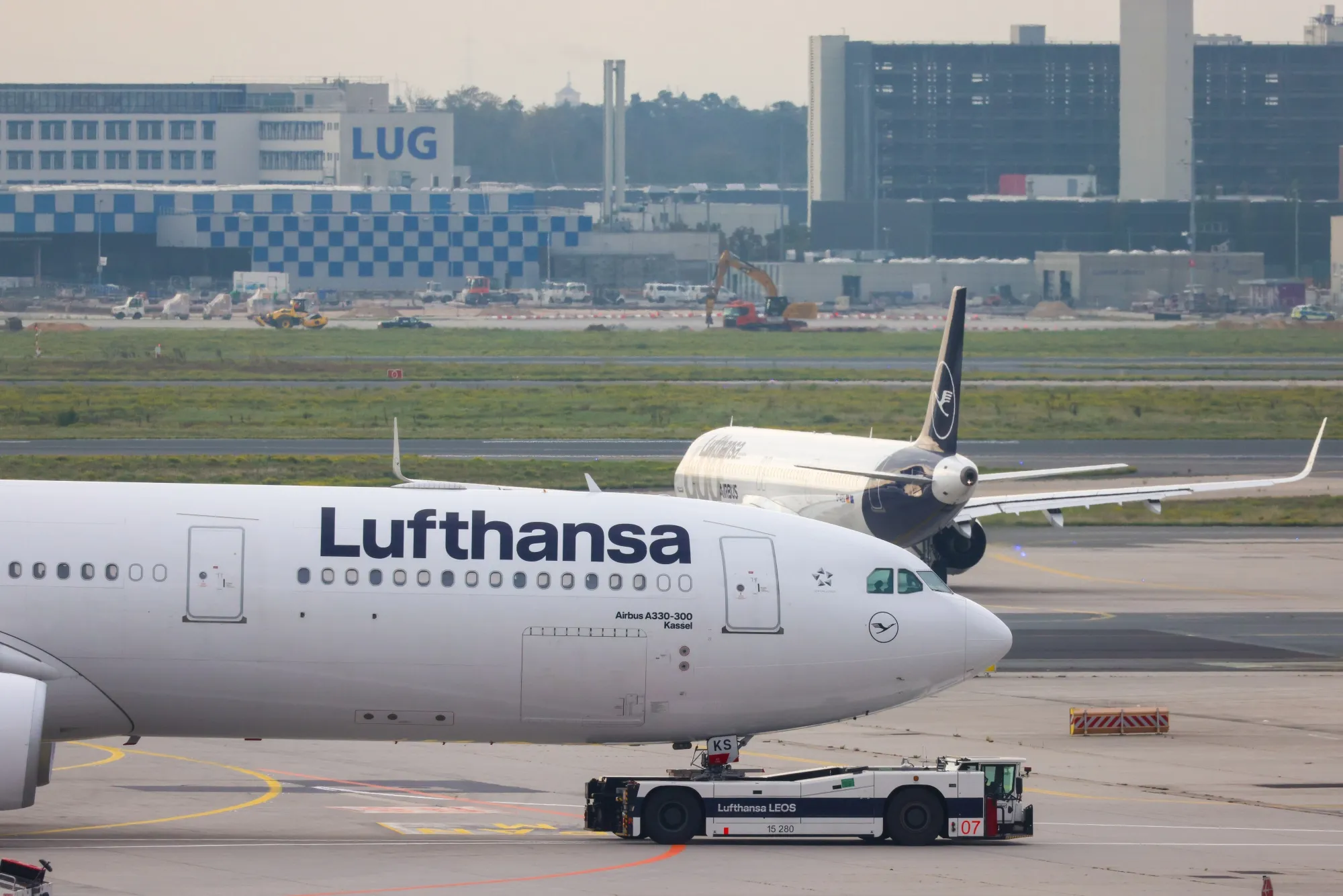 Passenger aircraft operated by Deutsche Lufthansa AG on the tarmac at Frankfurt Airport in Frankfurt.