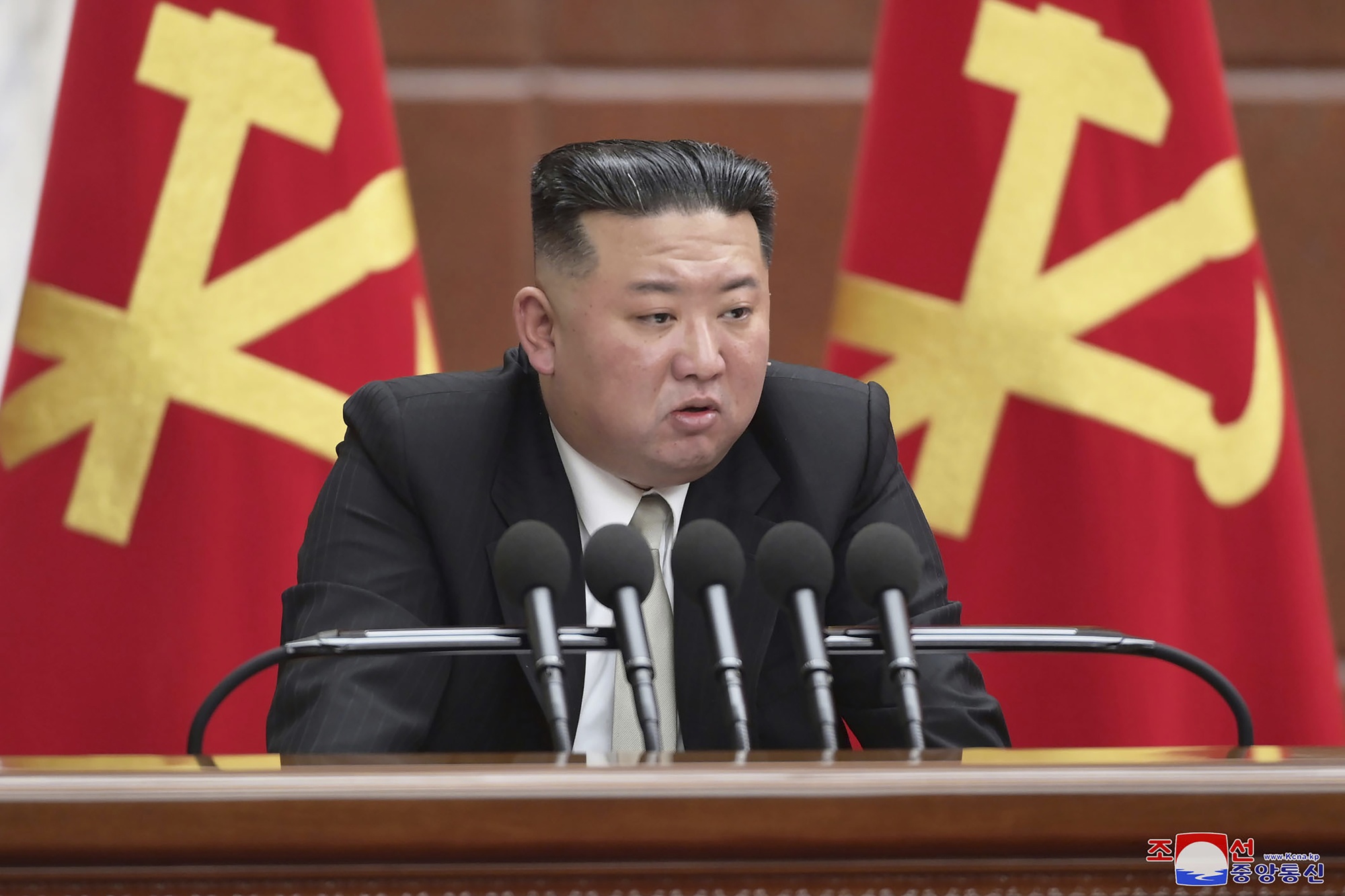 Kim Jong Un attends the Workers Party of Korea, in Pyongyang, on Dec. 27.
