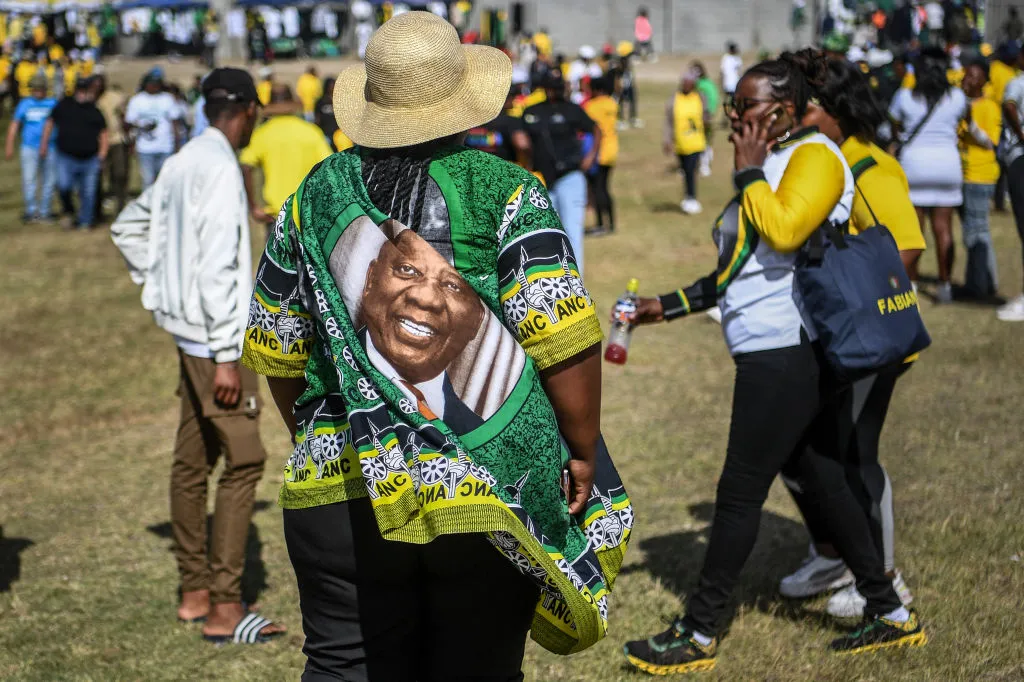 A supporter af the ANC's 113th anniversary celebrations in the Khayelitsha area of Cape Town on Jan.&nbsp;11.