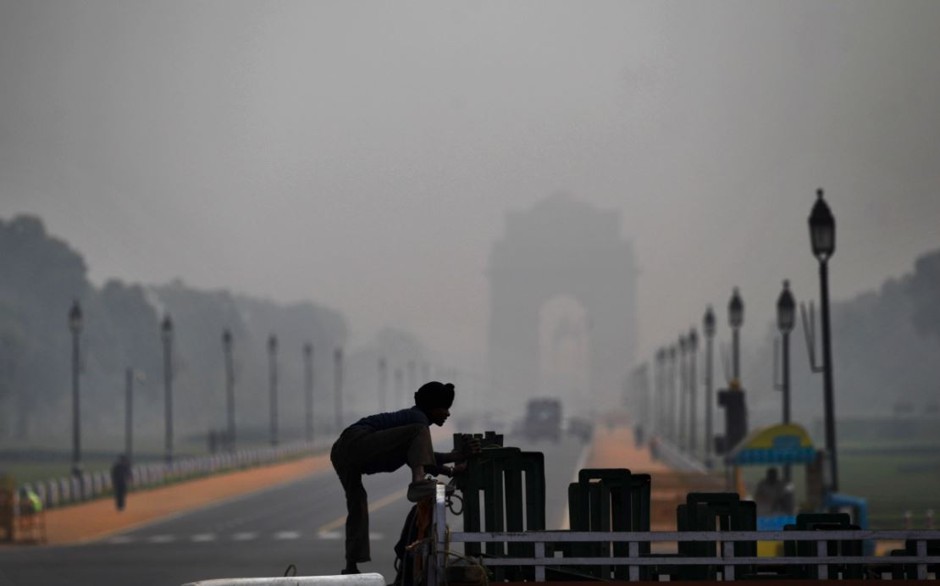 Air pollution shrouds the sky in New Delhi, India.