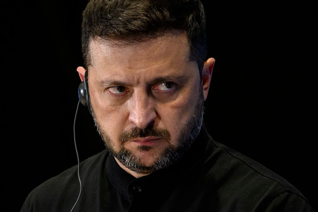 Volodymyr Zelensky during the Ukraine Recovery Conference in Rome this month.&nbsp;
