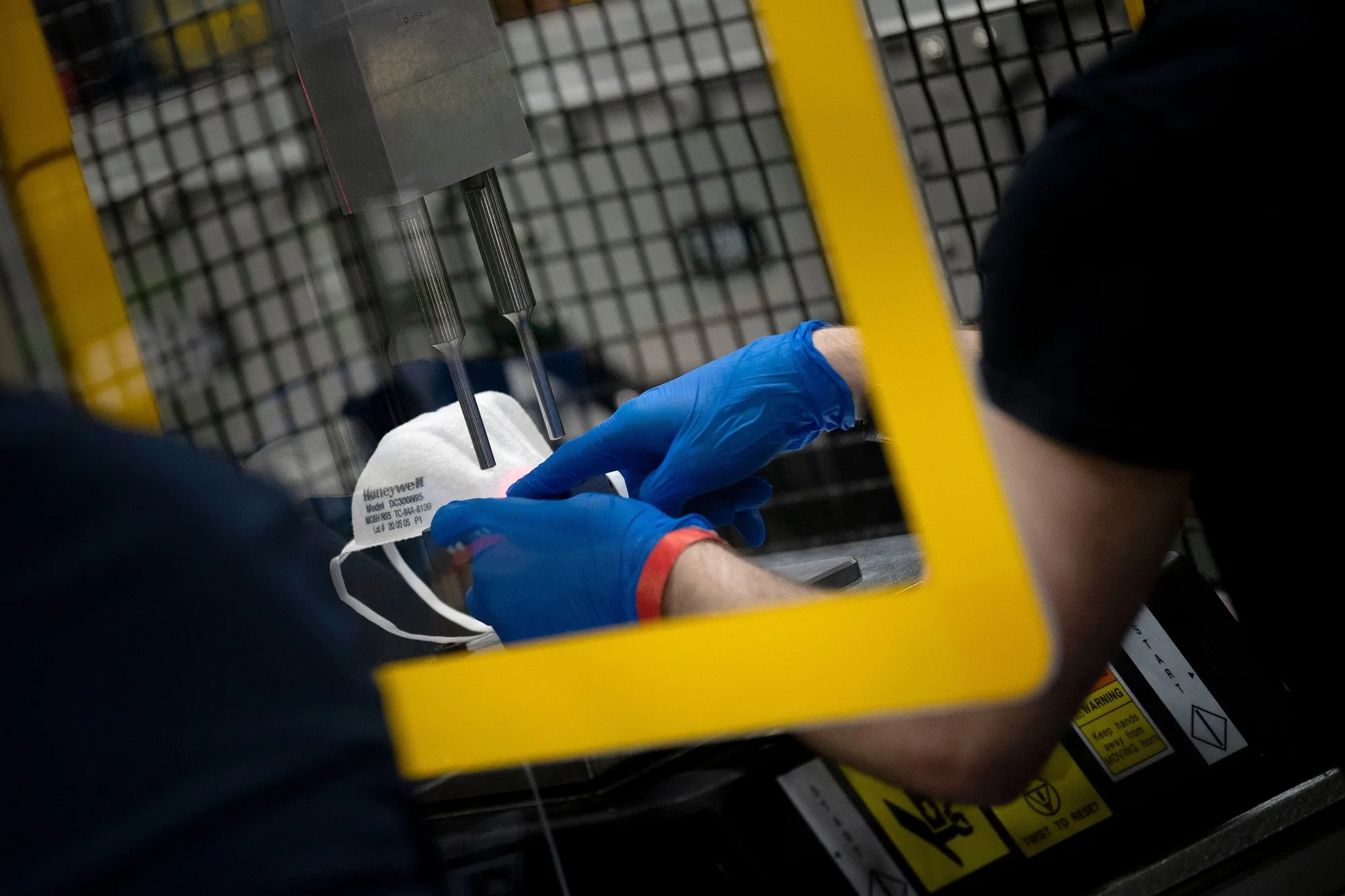 A worker at a Honeywell International Inc. factory producing PPE.