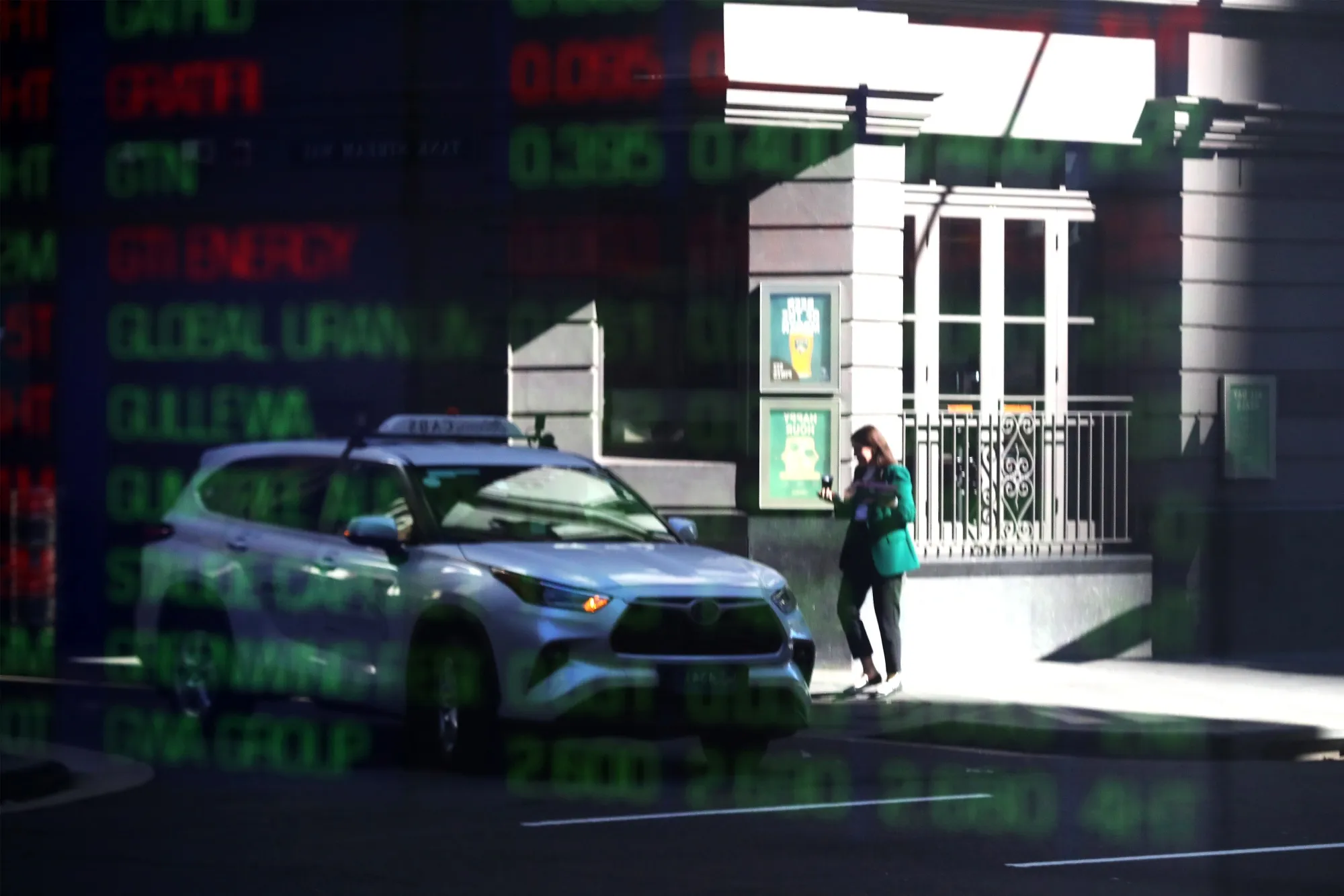 Stock information reflected in a window at the&nbsp;Australia