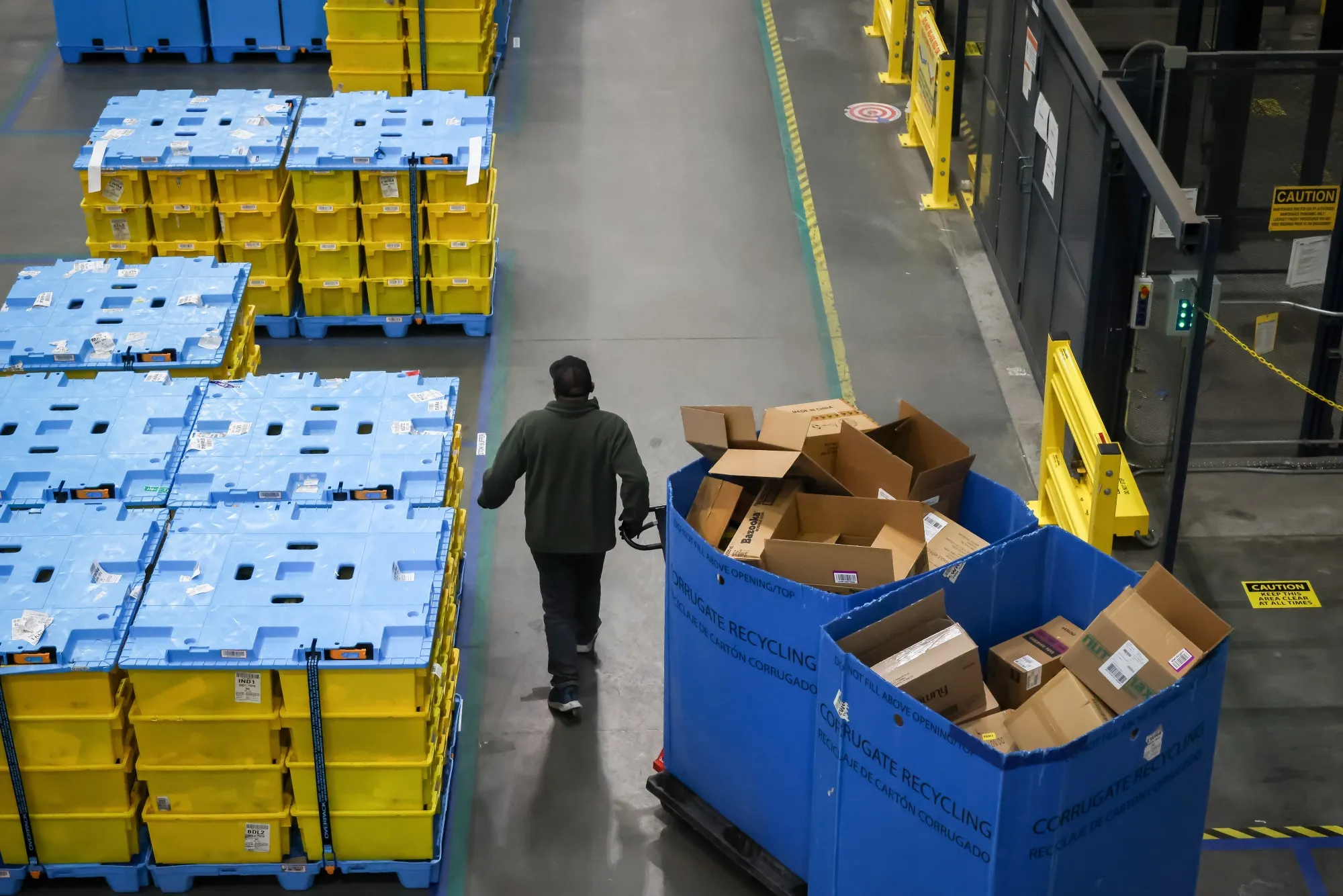 A worker at an Amazon fulfillment center in Robbinsville, New Jersey.