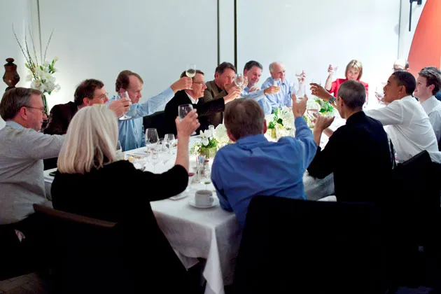 President Barack Obama meets with technology industry executives, including Google's Eric Schmidt, Yahoo's former CEO Carol Bartz, and Facebook's Mark Zuckerberg in 2011