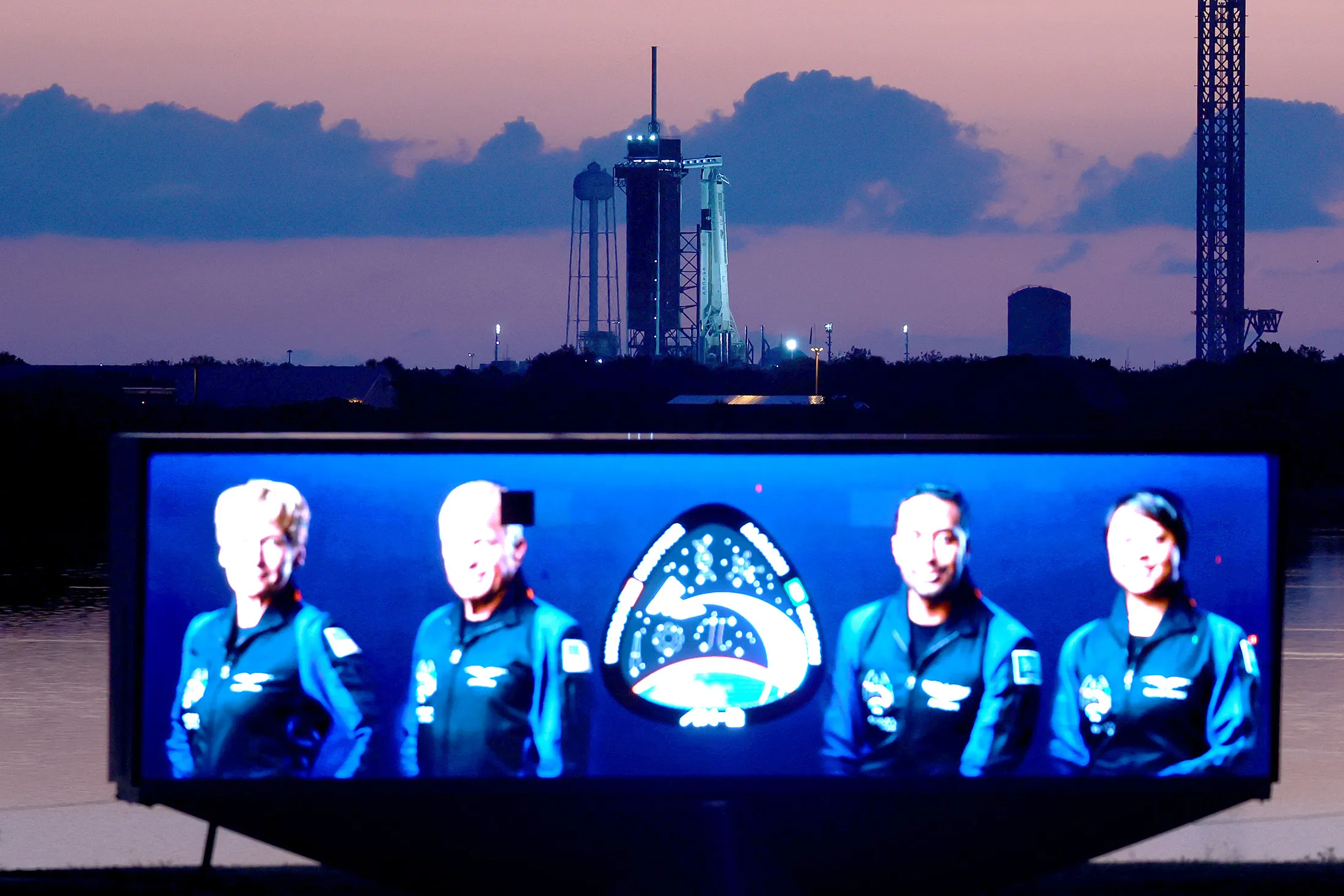 The SpaceX Falcon 9 rocket with the Crew Dragon spacecraft is prepared for launch&nbsp;at the Kennedy Space Center in Cape Canaveral, Florida, on May 21, 2023.