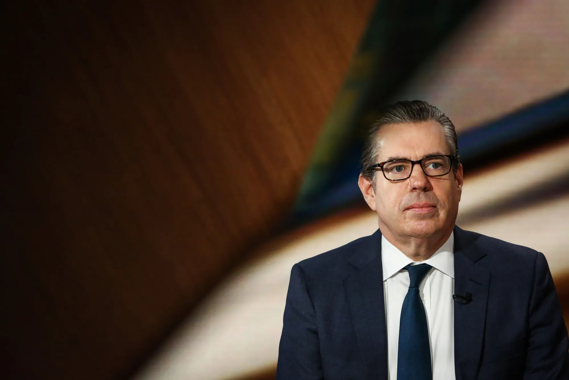 Jeffrey Currie, global head of commodities at Goldman Sachs &amp; Co., listens during a Bloomberg Television interview in New York, U.S.