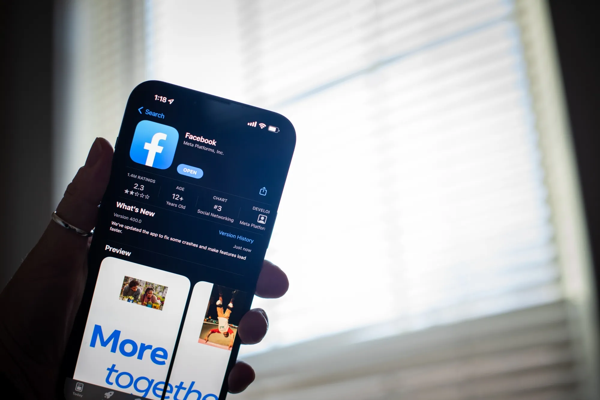 The Facebook application on a smartphone.