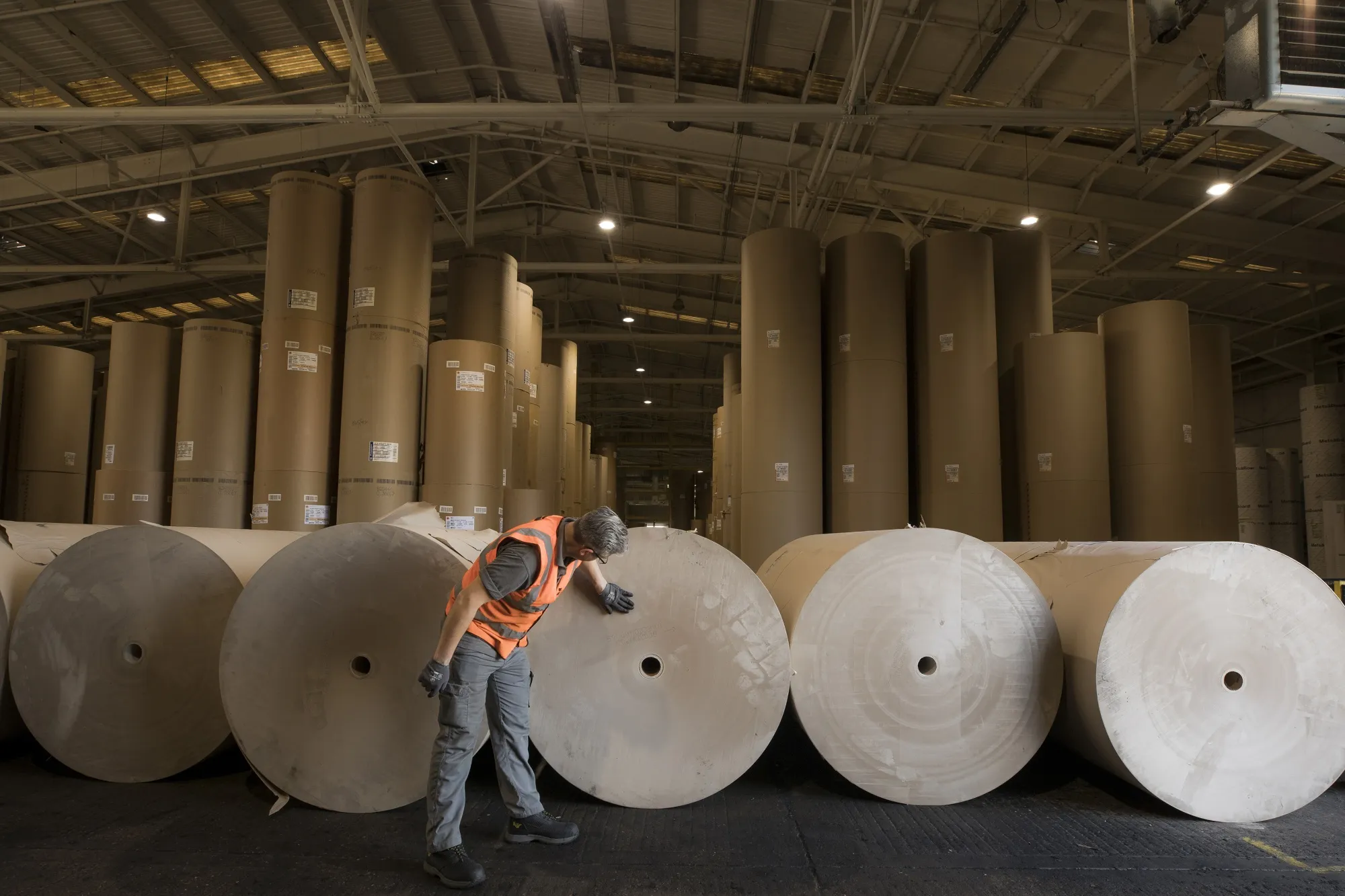 Paper reels at the DS Smith Plc facility in Kemsley, UK.