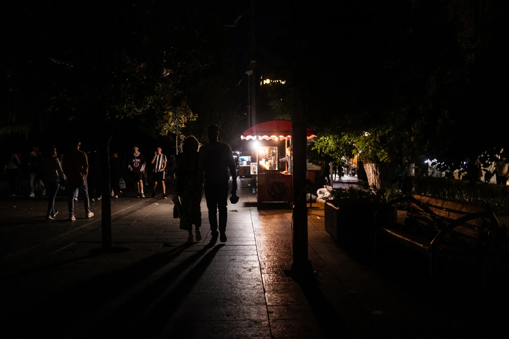A blackout in Pristina, Kosovo, on Aug. 22.