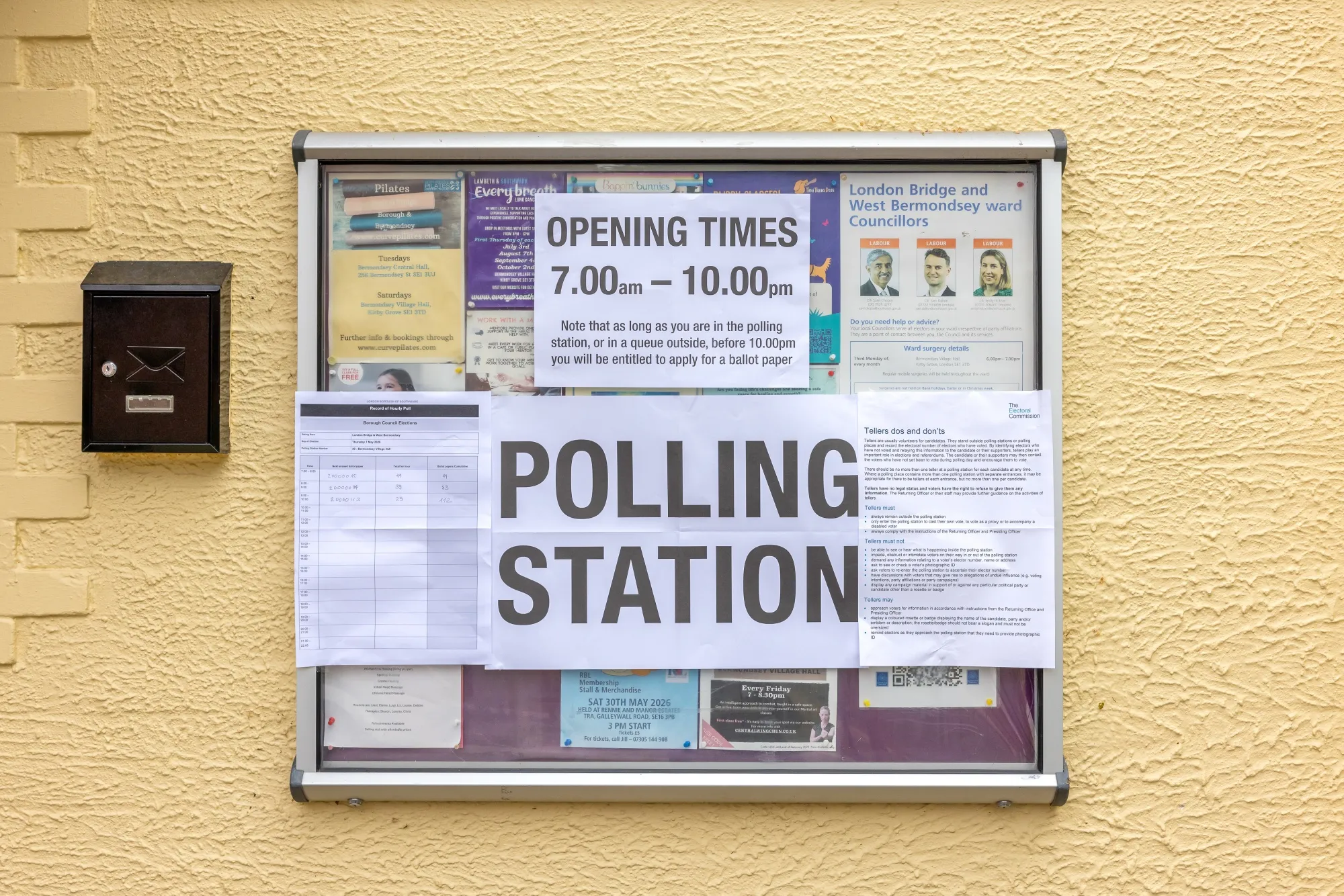 A polling station in Bermondsey, in the borough of Southwark, London, today.