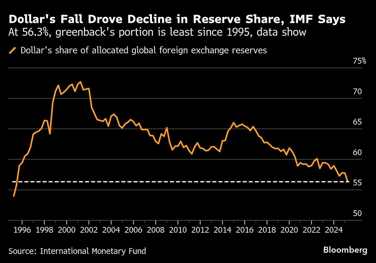 Dollar Slump Puts Share of Foreign Reserves at 30-Year Low