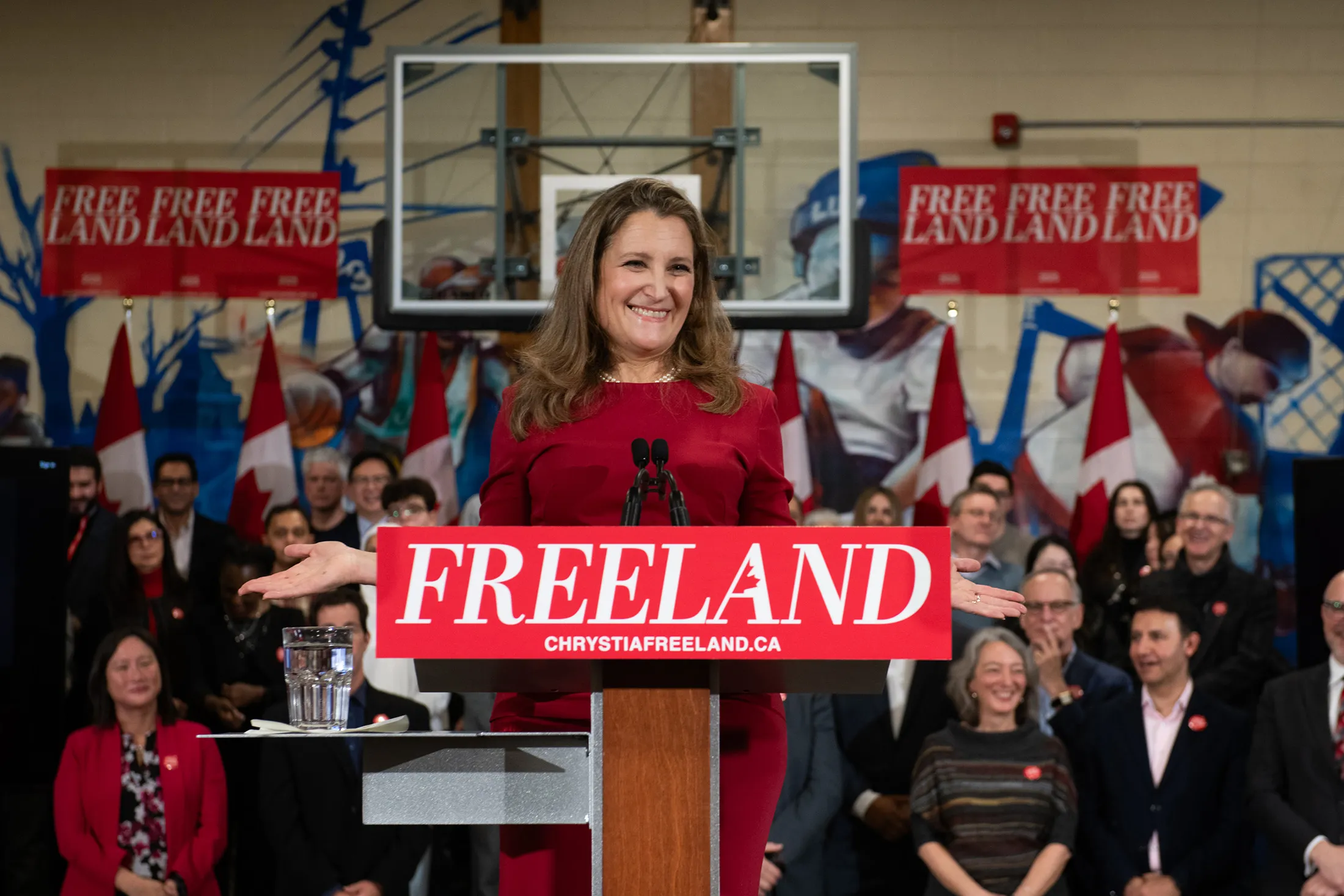 Chrystia Freeland&nbsp;speaks during a campaign event in Toronto, Ontario, Canada, on Sunday.