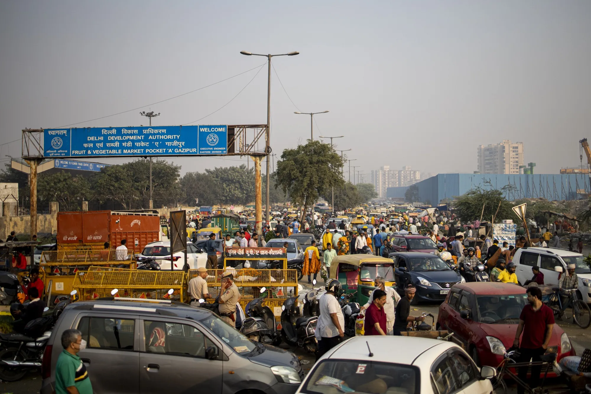 A traffic snarl&nbsp;on the outskirts of New Delhi.