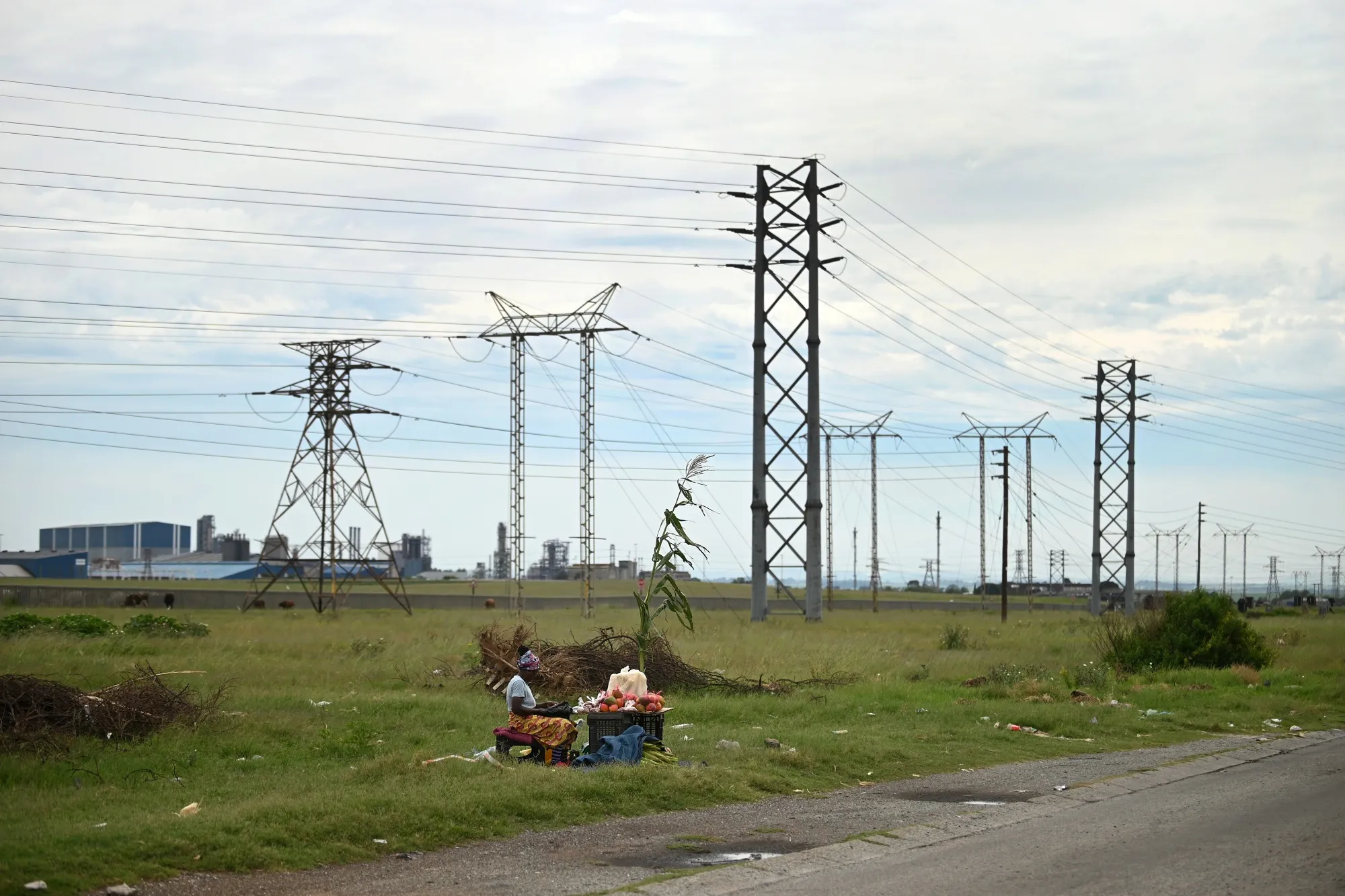 A street vendor sells fruit near the&nbsp;Sasol&nbsp;plant in Sasolburg, part of the&nbsp;region known as the Vaal Triangle, in&nbsp;South Africa, on Jan. 18.